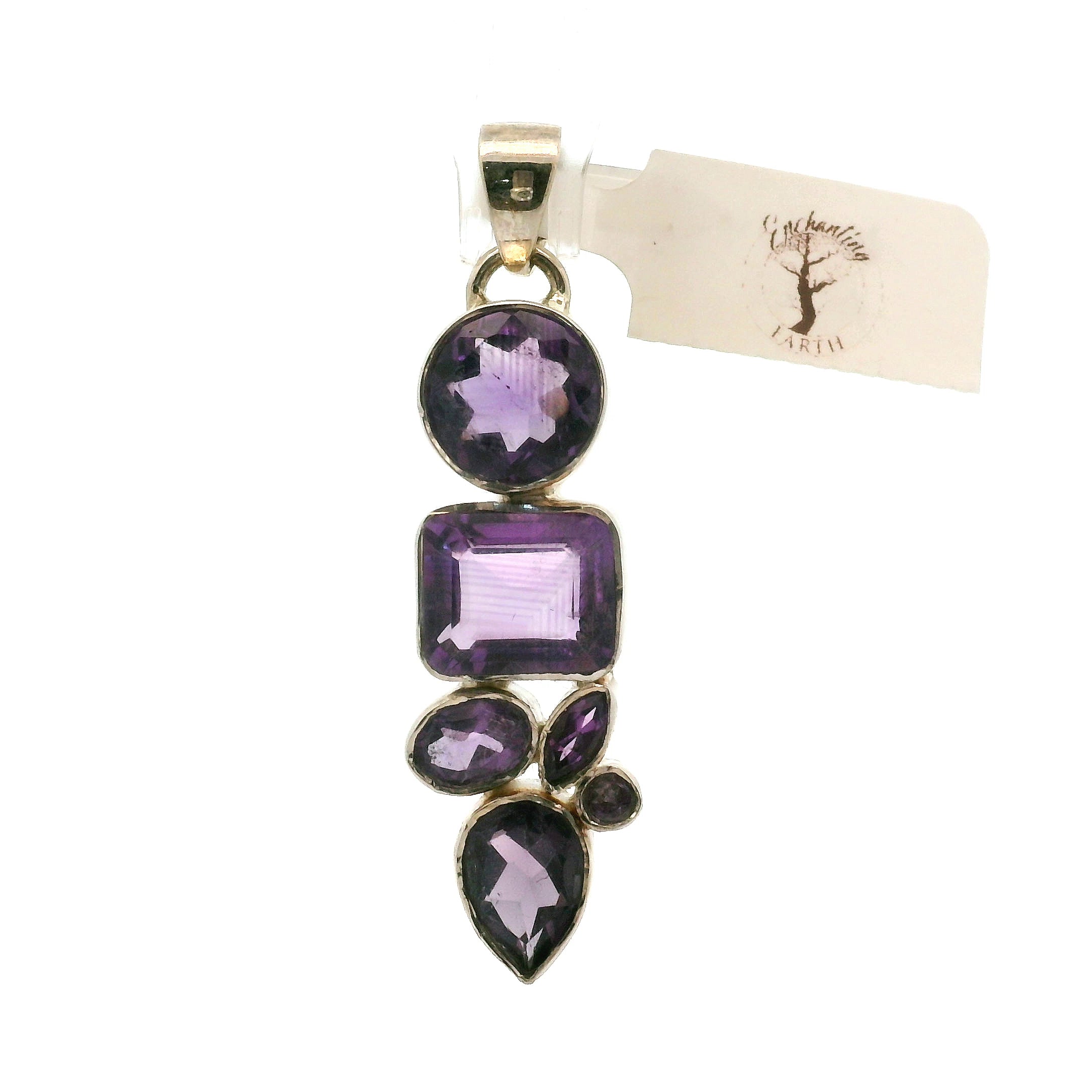 Amethyst Multi-Stone Pendant .925 Silver for Intuition and Energetic Purification