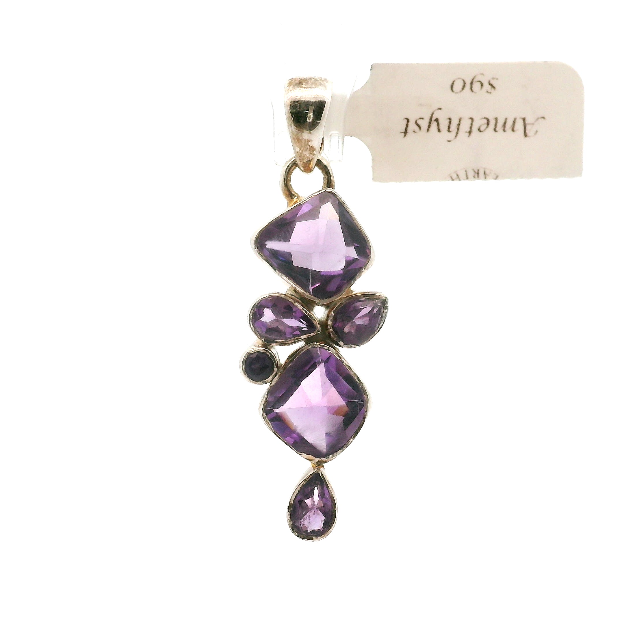 Amethyst Multi-Stone Pendant .925 Silver for Intuition and Energetic Purification