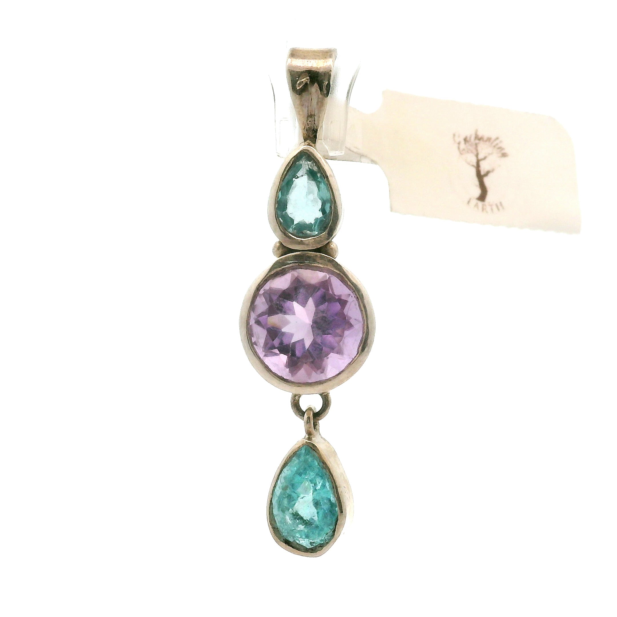Amethyst Multi-Stone Pendant .925 Silver for Intuition and Energetic Purification