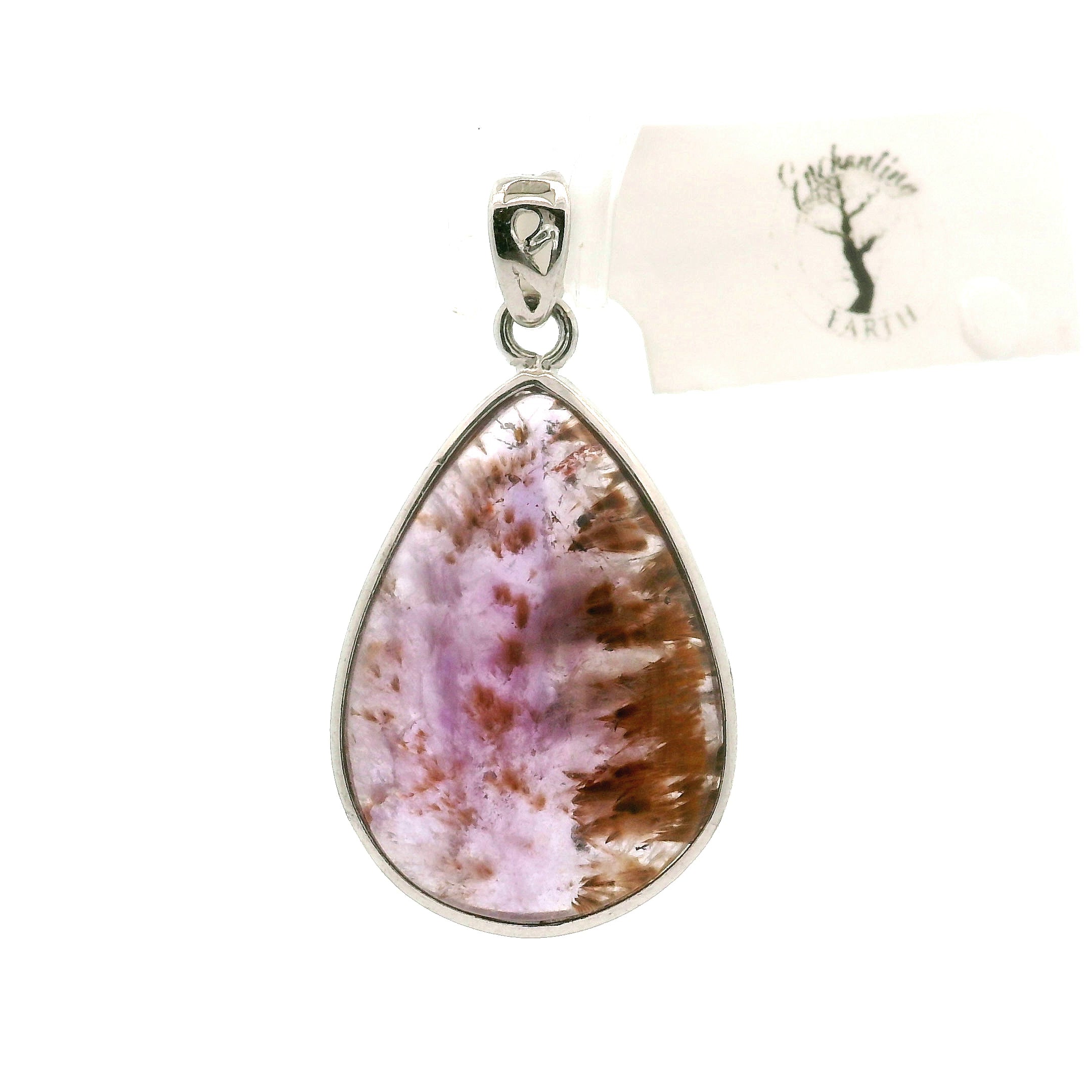 Deep Divine Auralite 23 Pendant .925 Silver for Intuition and Protection