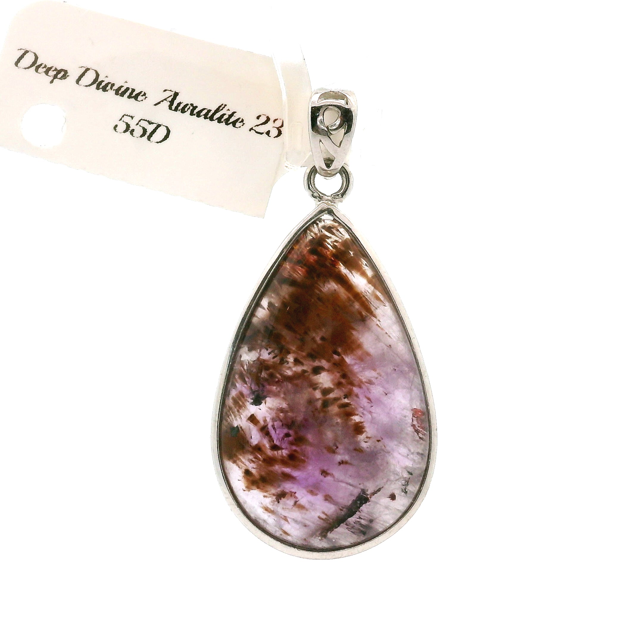 Deep Divine Auralite 23 Pendant .925 Silver for Intuition and Protection
