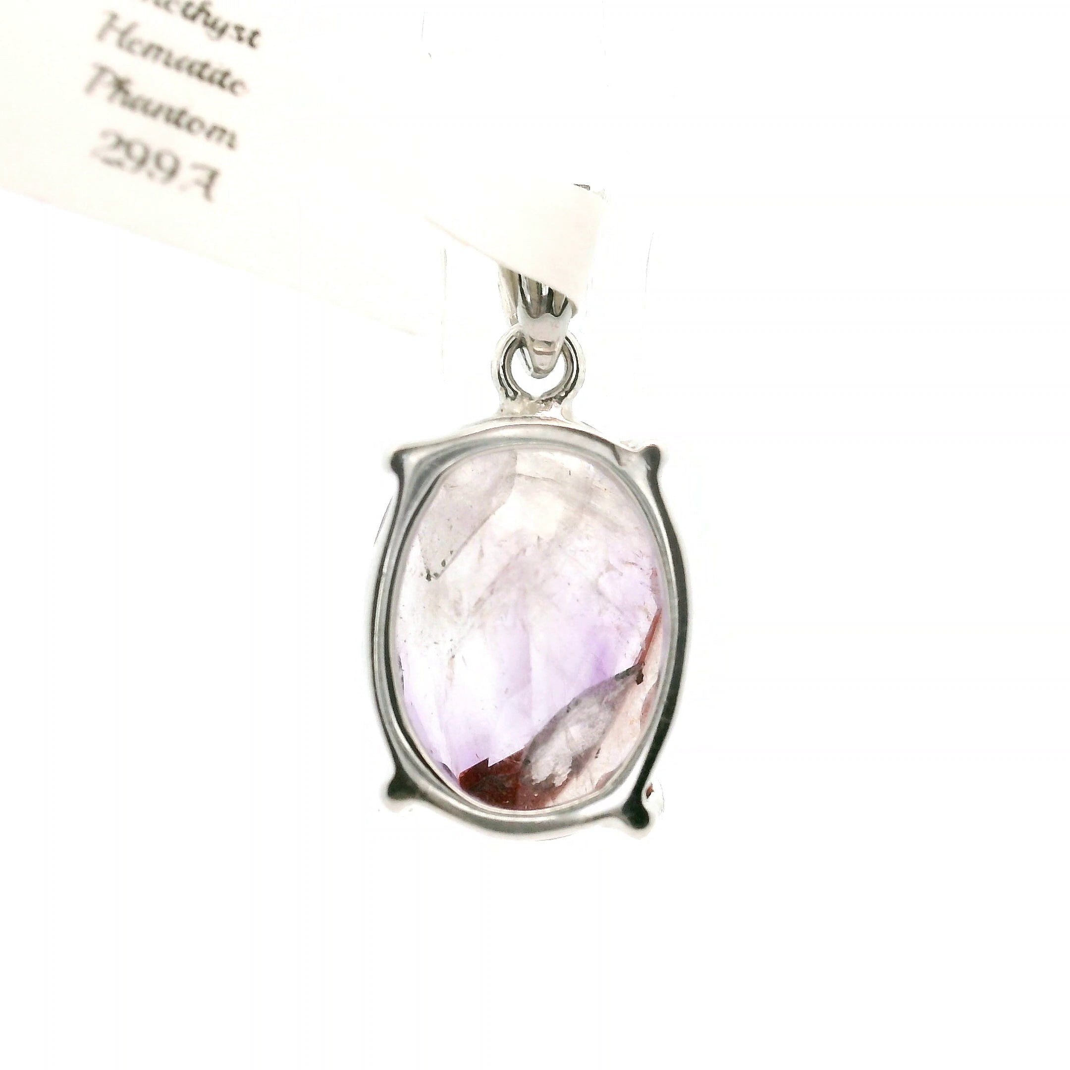 Hematite Phantom Amethyst Pendant .925 Silver for Enhancing Intuition & Connection with Divine