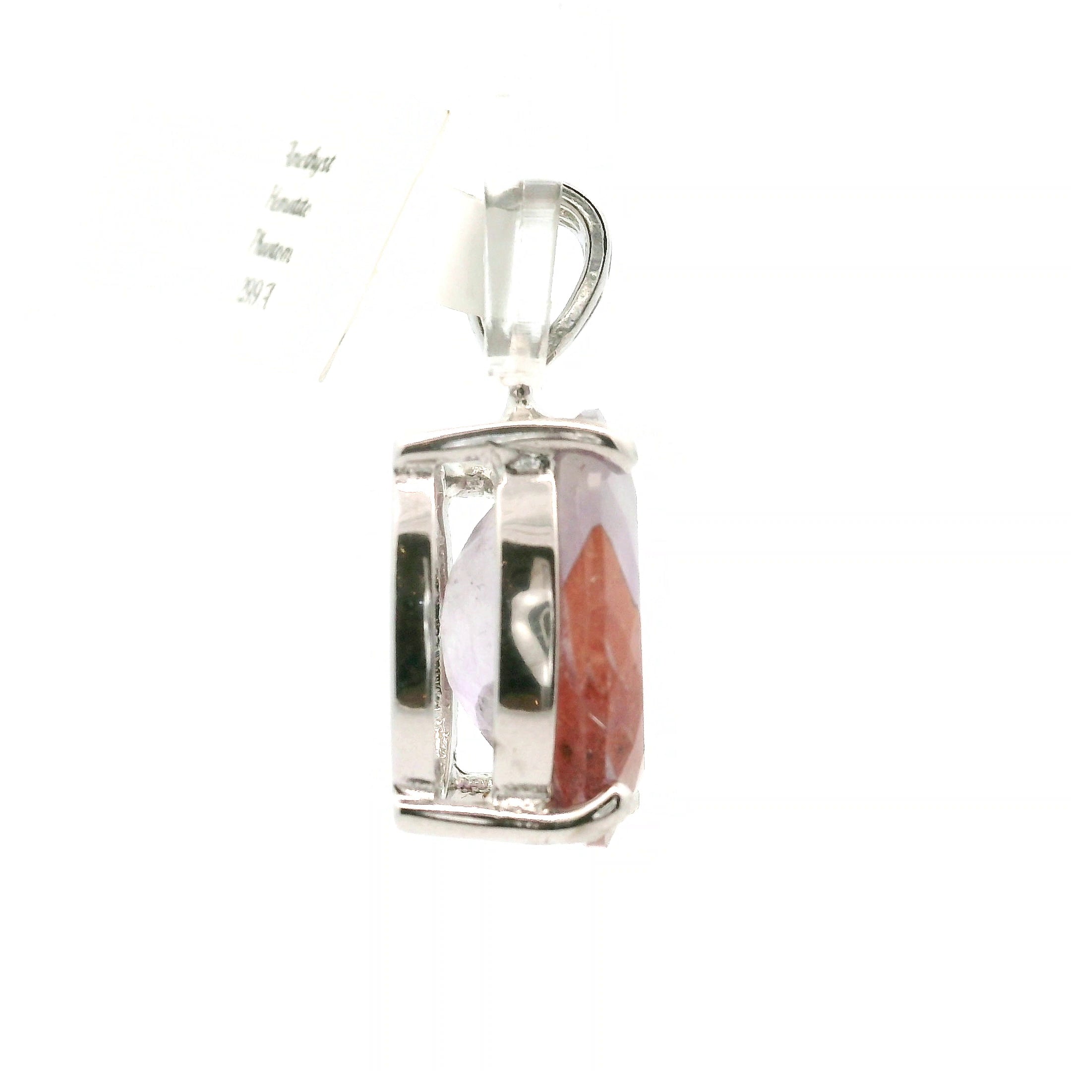 Hematite Phantom Amethyst Pendant .925 Silver for Enhancing Intuition & Connection with Divine