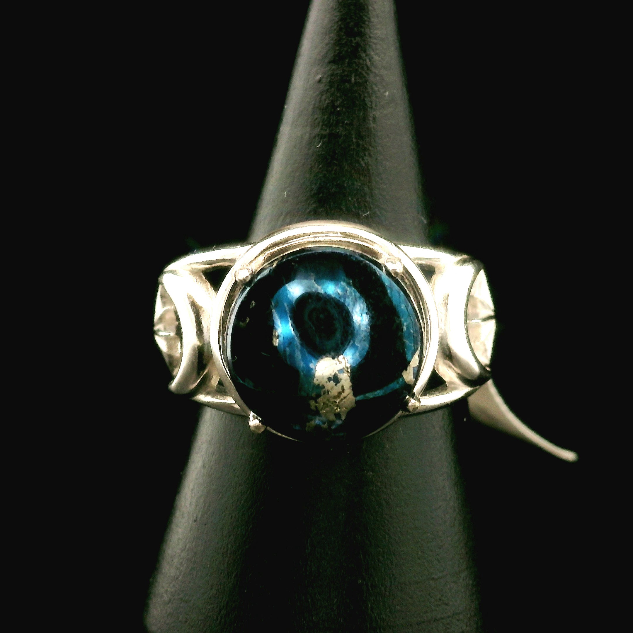 Covellite Cuff Ring .925 Silver for Access to Akashic Records