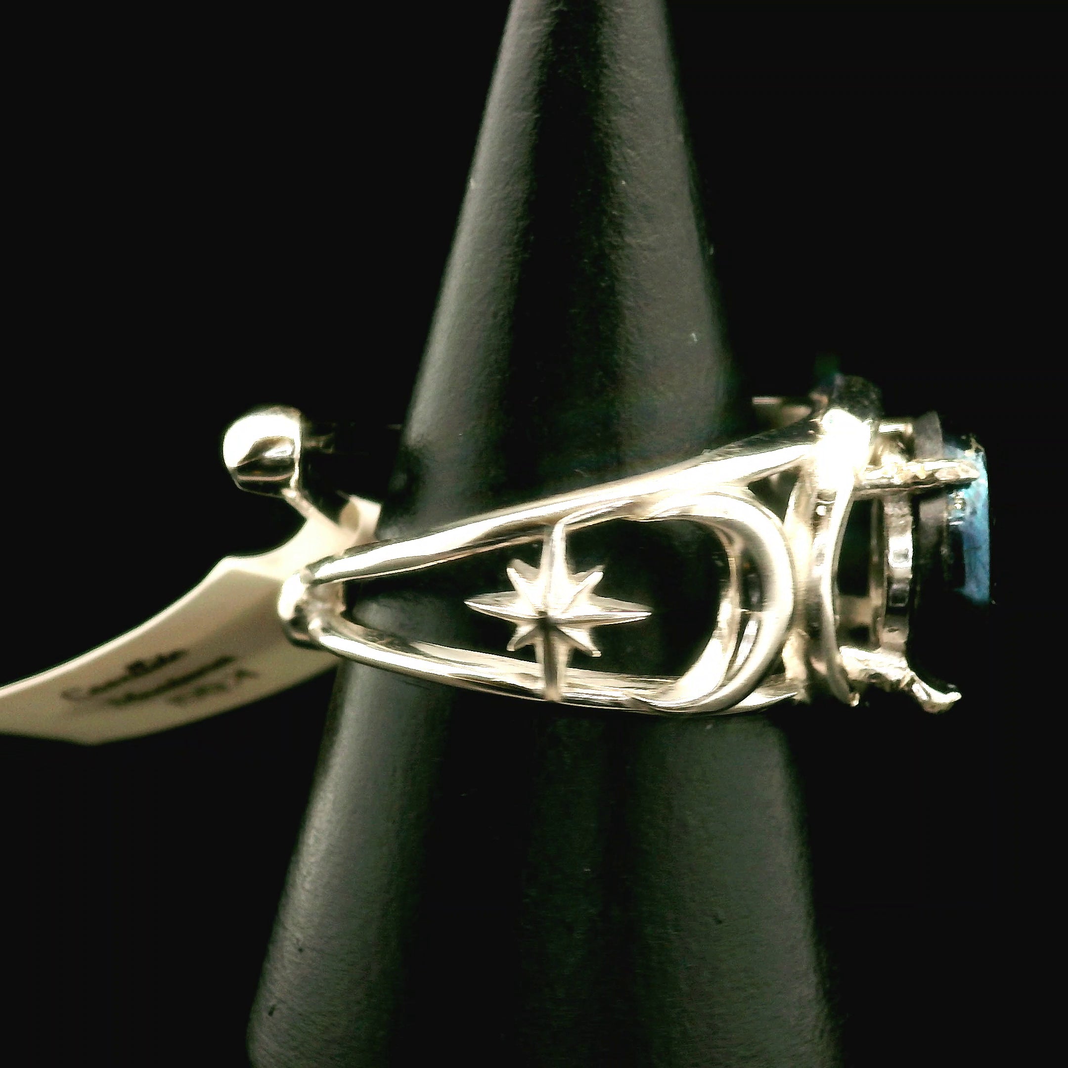 Covellite Cuff Ring .925 Silver for Access to Akashic Records