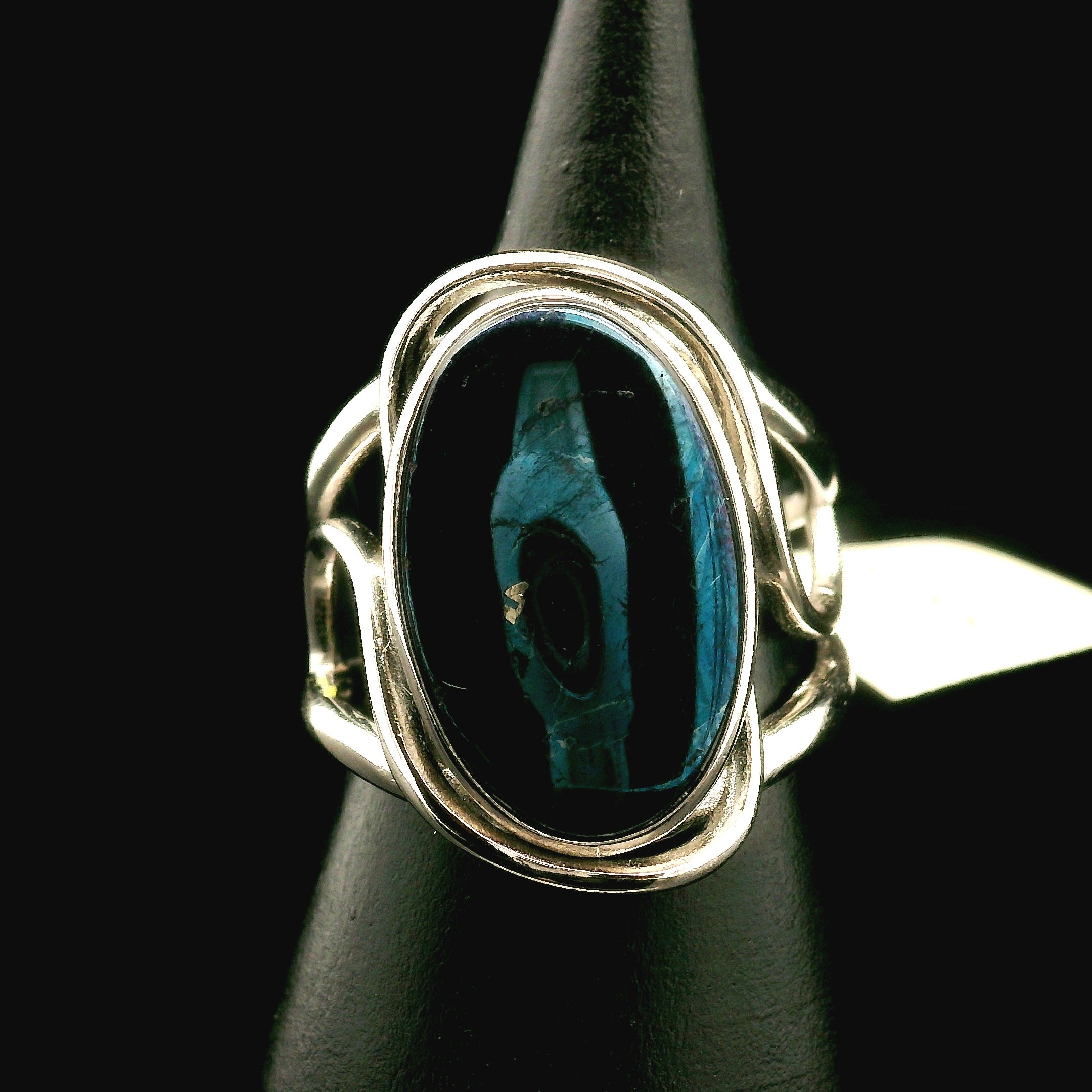 Covellite Cuff Ring .925 Silver for Access to Akashic Records