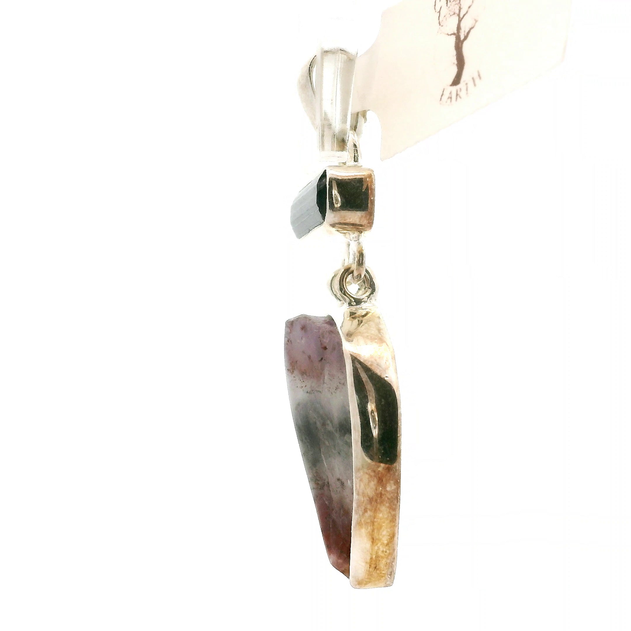 Black Tourmaline with Cacoxenite Pendant for Protection and Energetic Purification