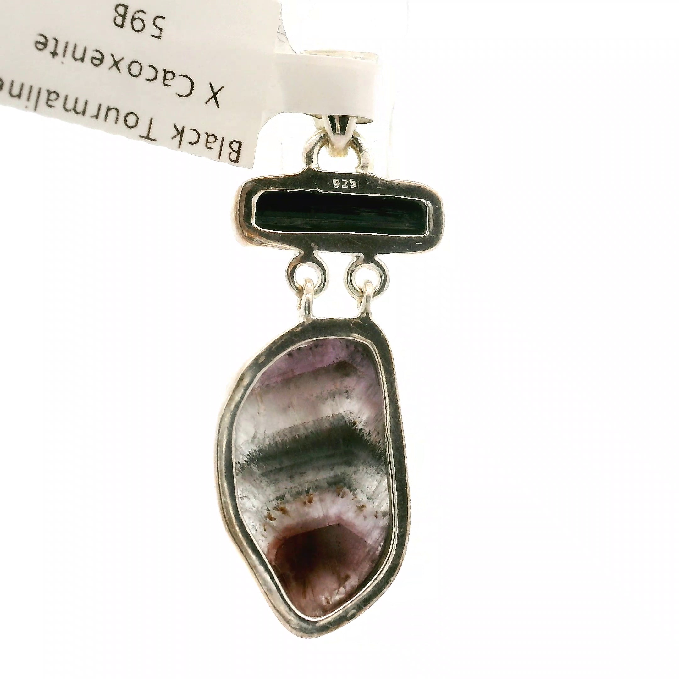 Black Tourmaline with Cacoxenite Pendant for Protection and Energetic Purification