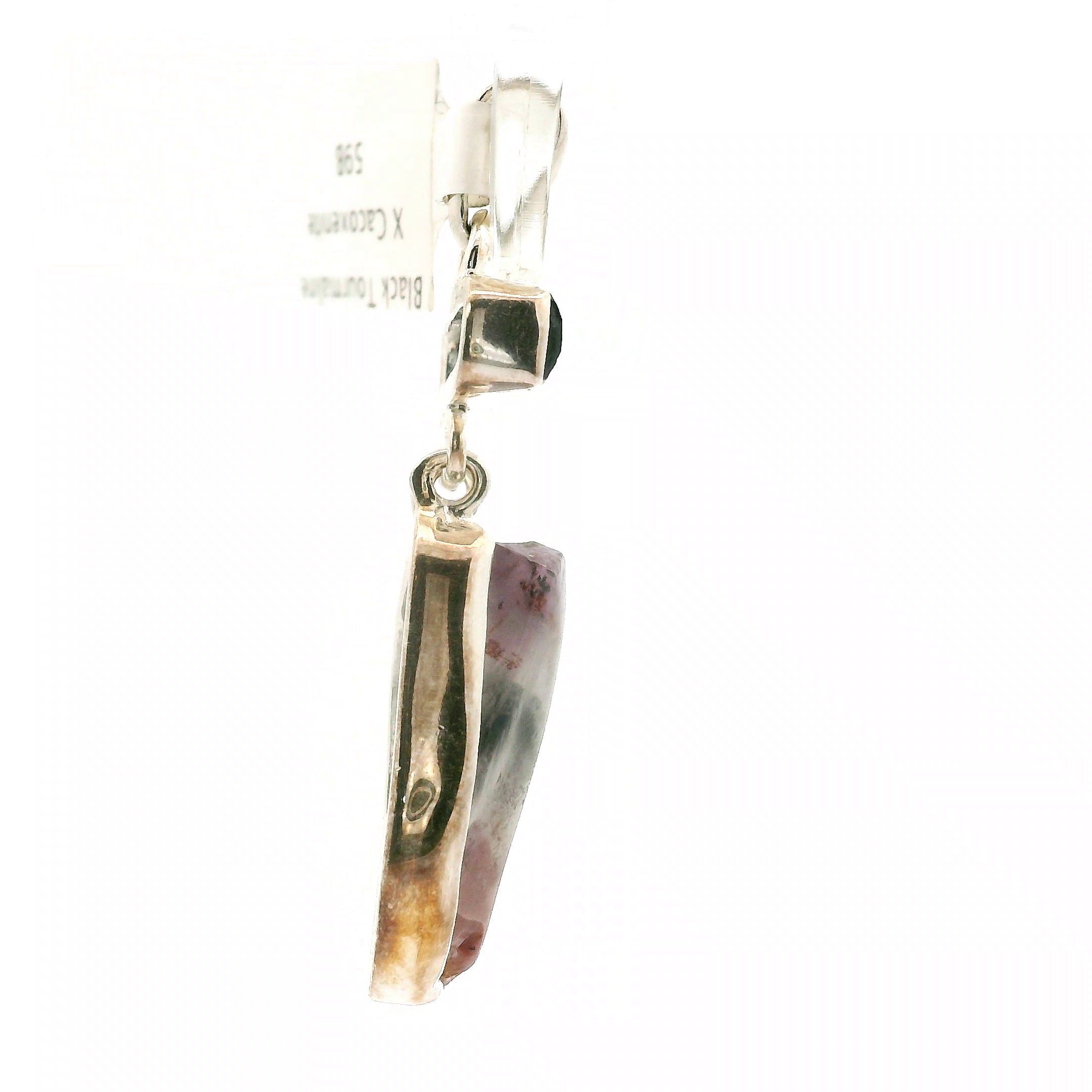 Black Tourmaline with Cacoxenite Pendant for Protection and Energetic Purification