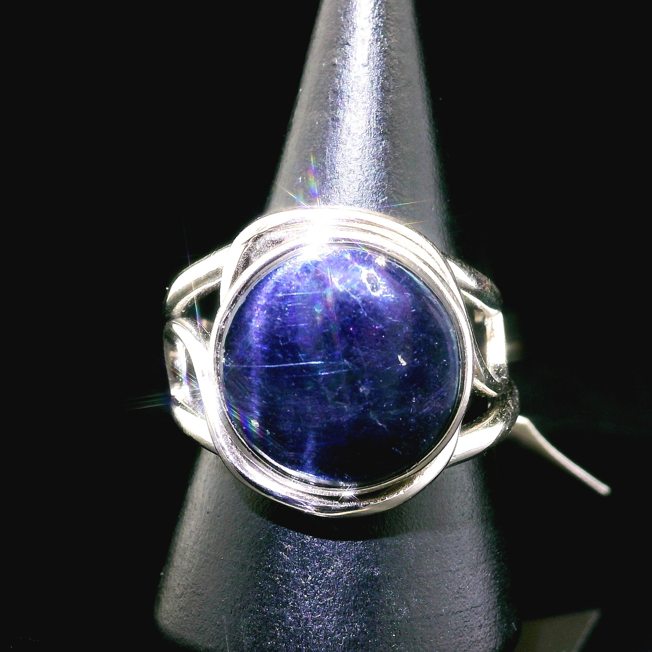 Covellite Cuff Ring .925 Silver for Access to Akashic Records