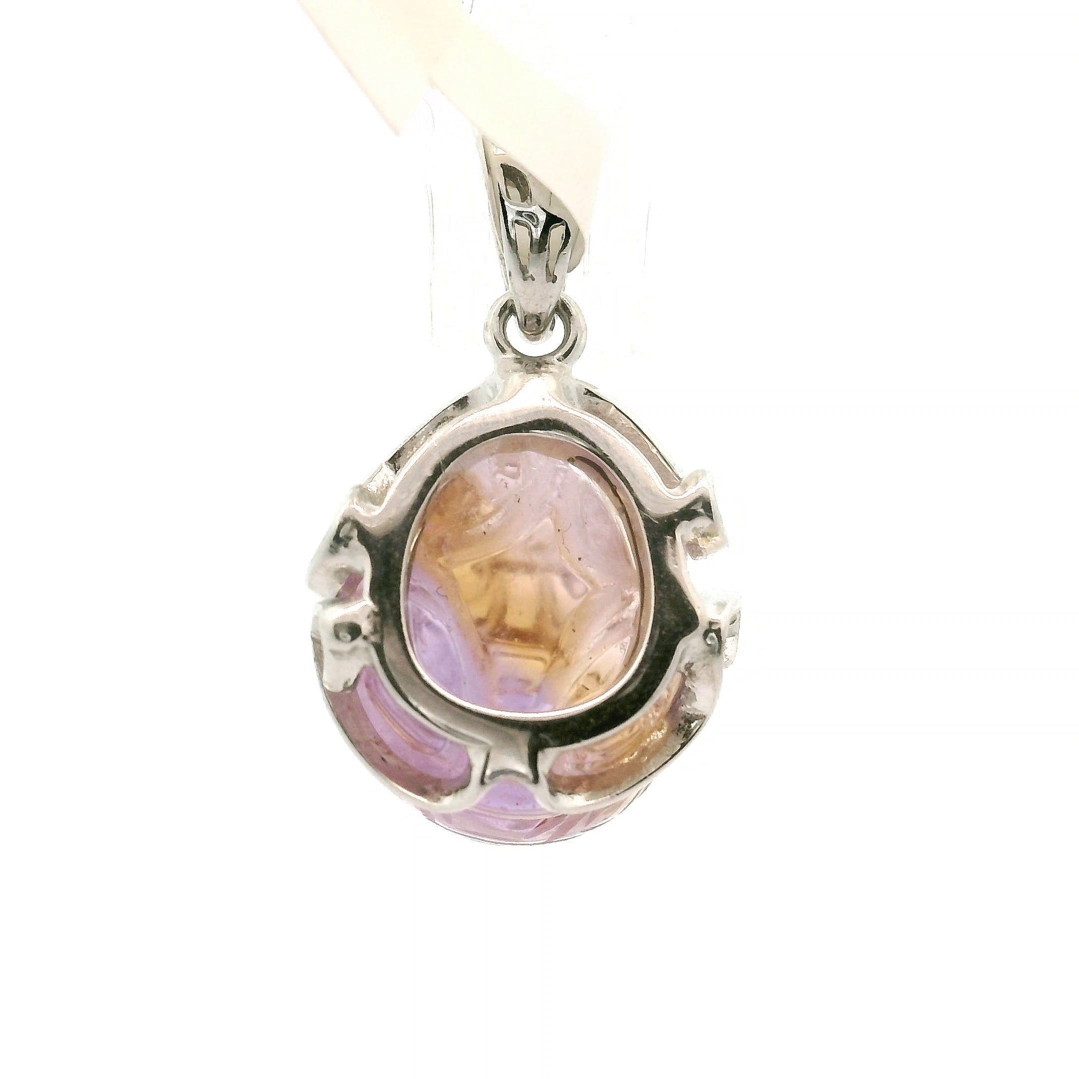 Ametrine Carved Dragon Turtle Pendant .925 Silver for Empowerment & Harmony