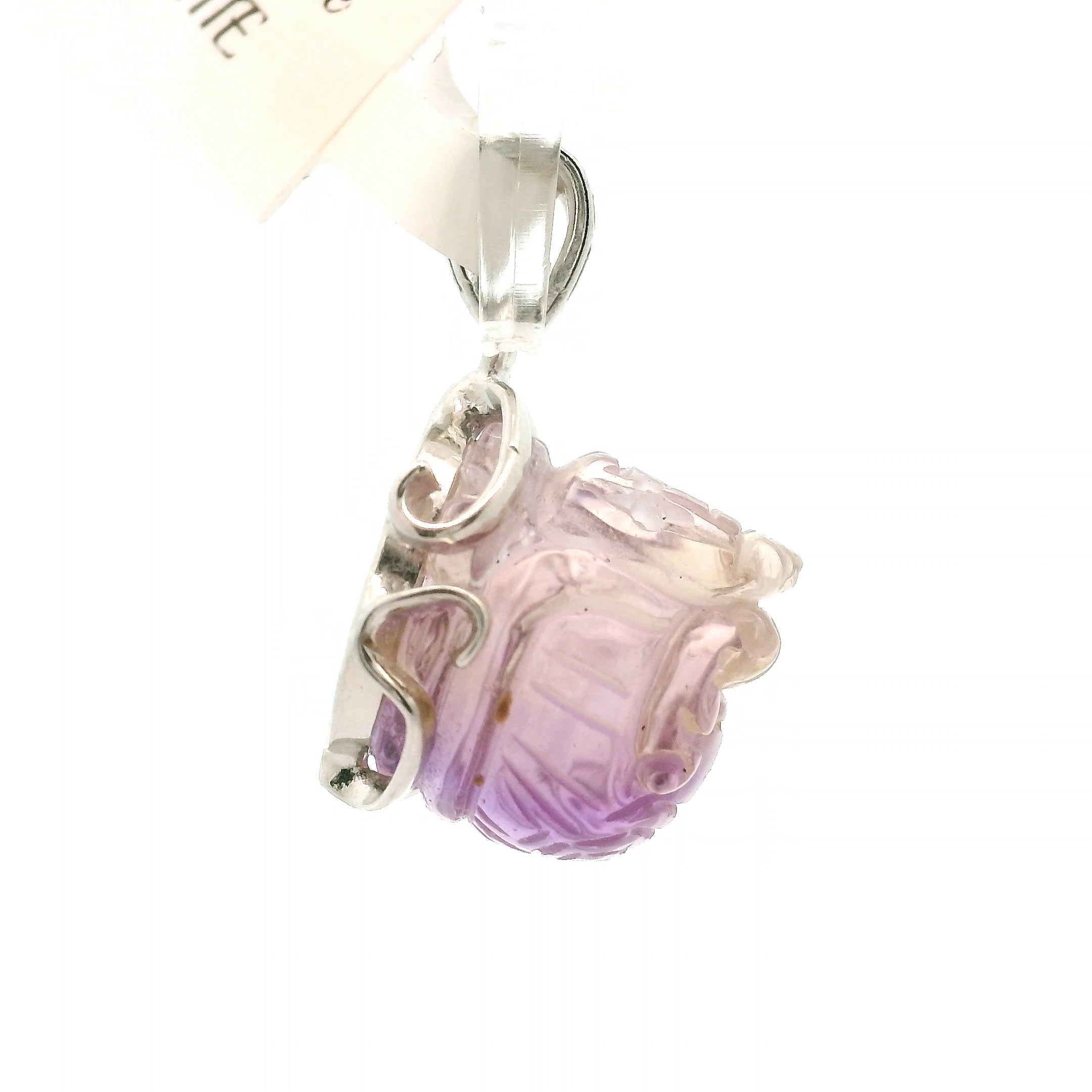 Ametrine Carved Dragon Turtle Pendant .925 Silver for Empowerment & Harmony