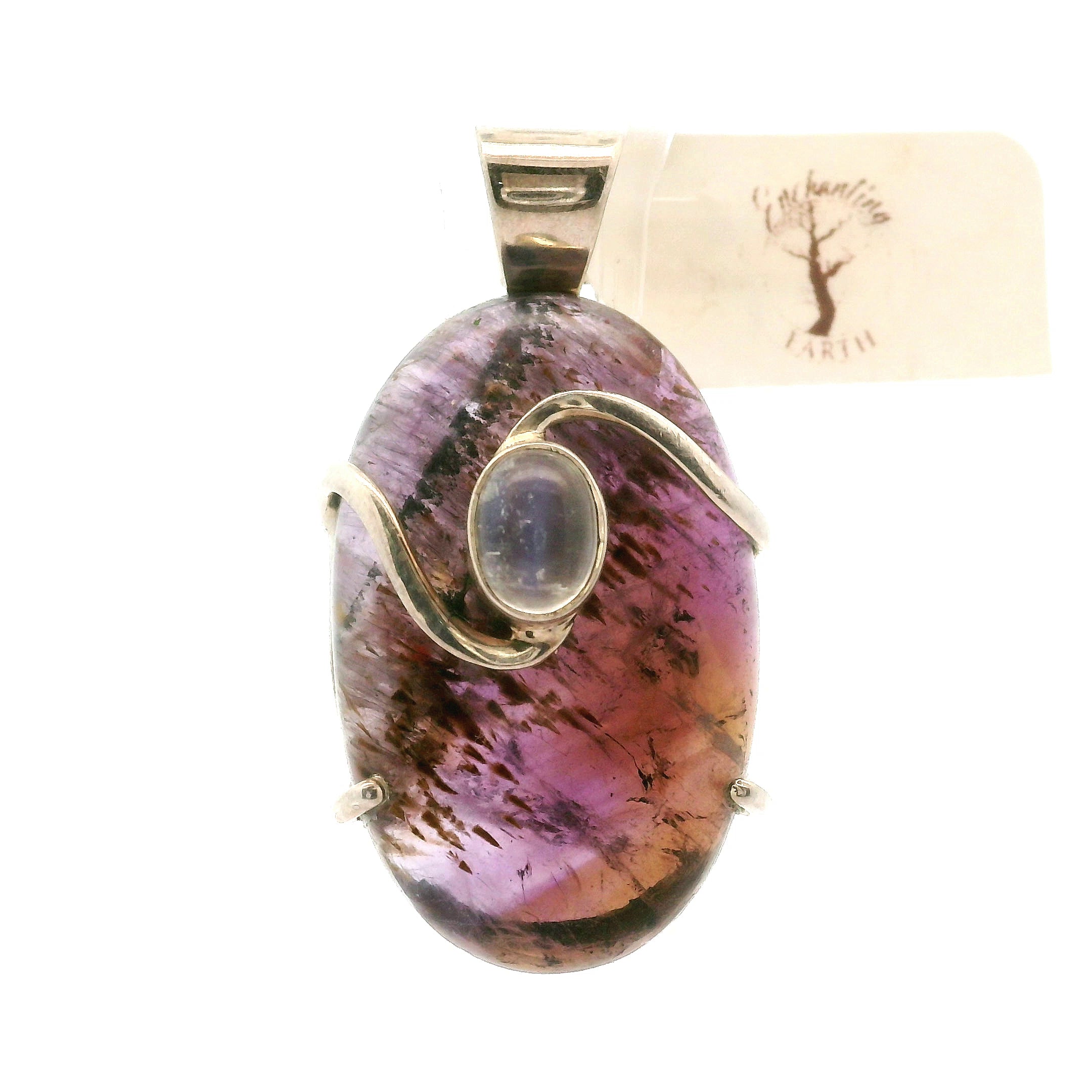 Ametrine with Moonstone Pendant .925 Silver for Empowerment, Harmony and Manifestation