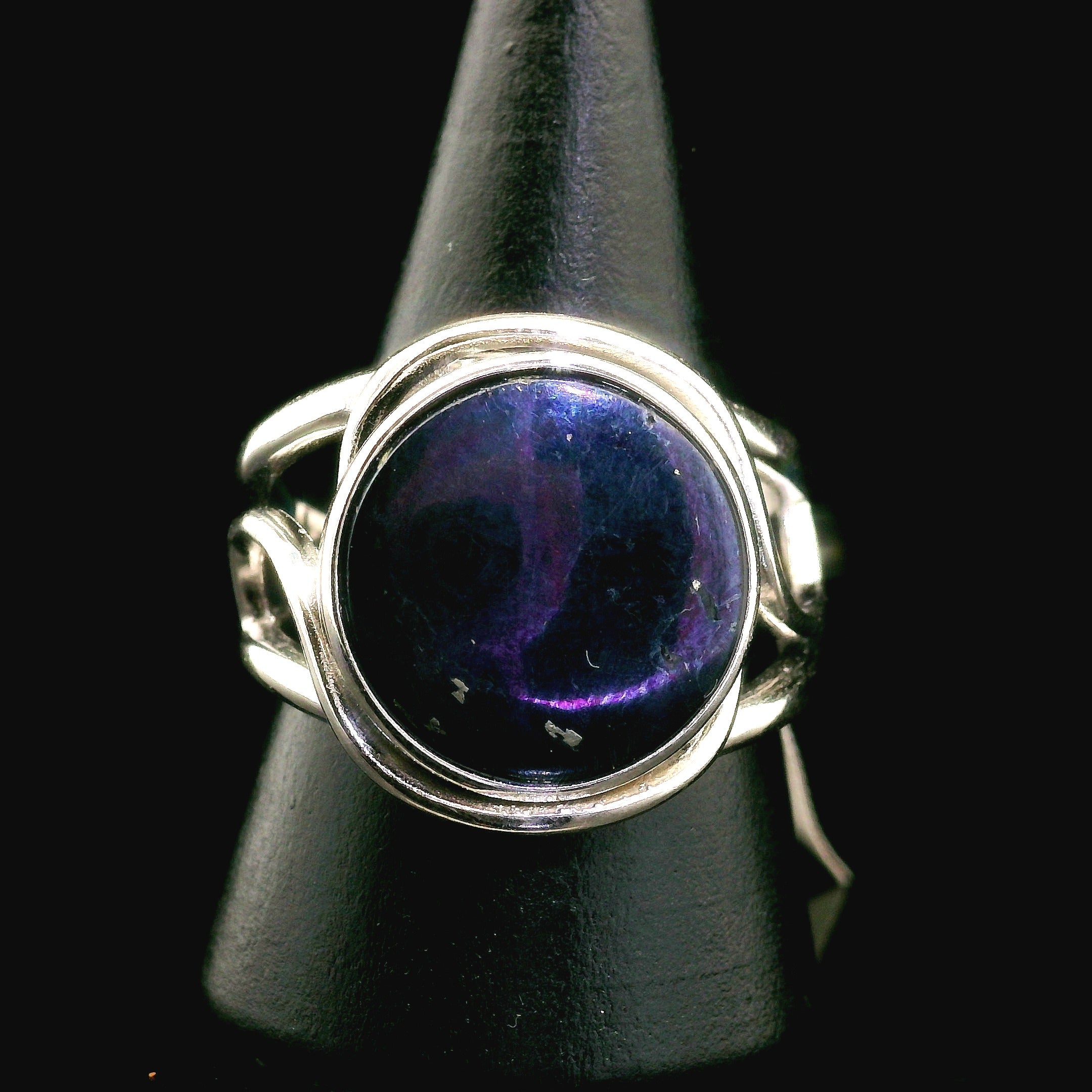 Covellite Cuff Ring .925 Silver for Access to Akashic Records