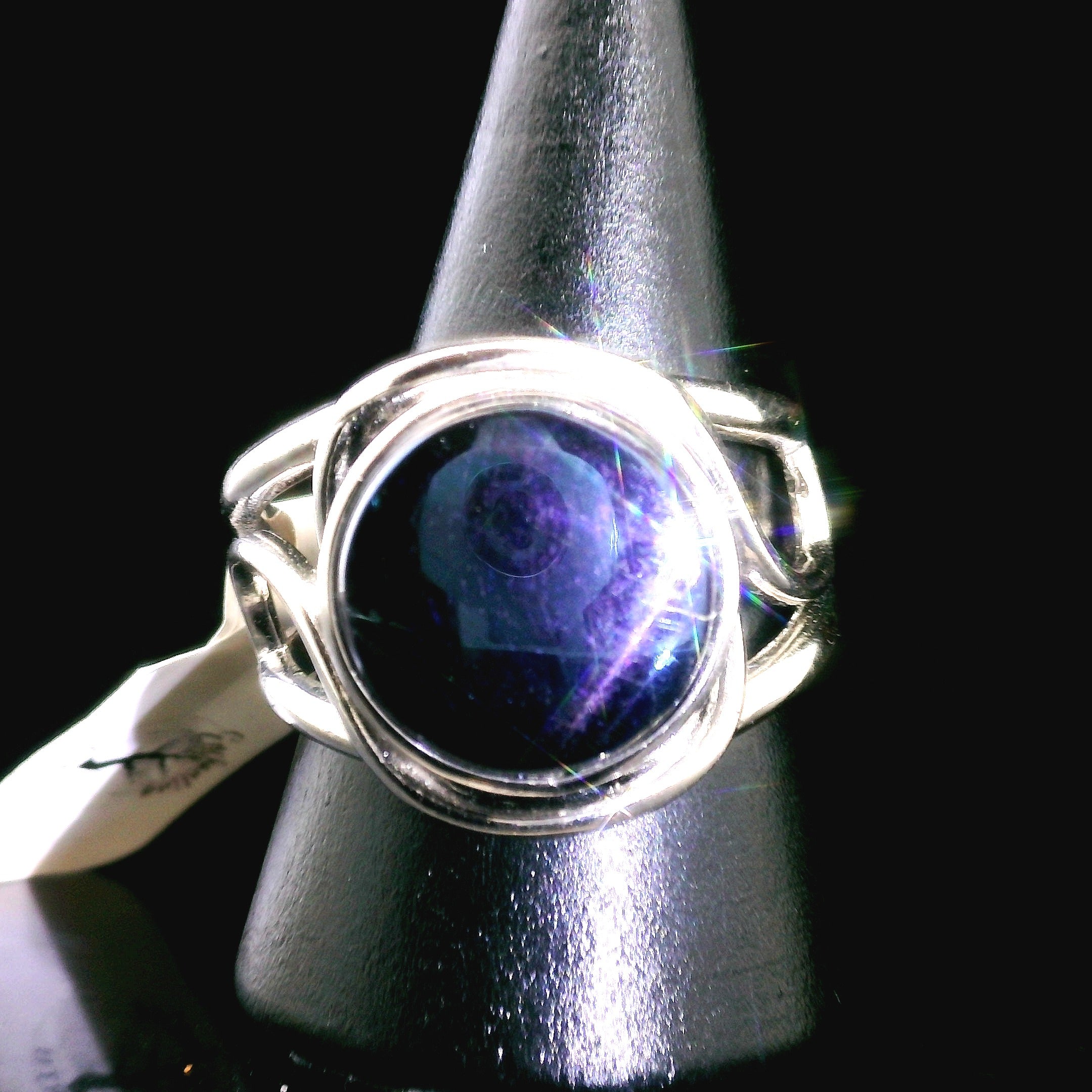 Covellite Cuff Ring .925 Silver for Access to Akashic Records