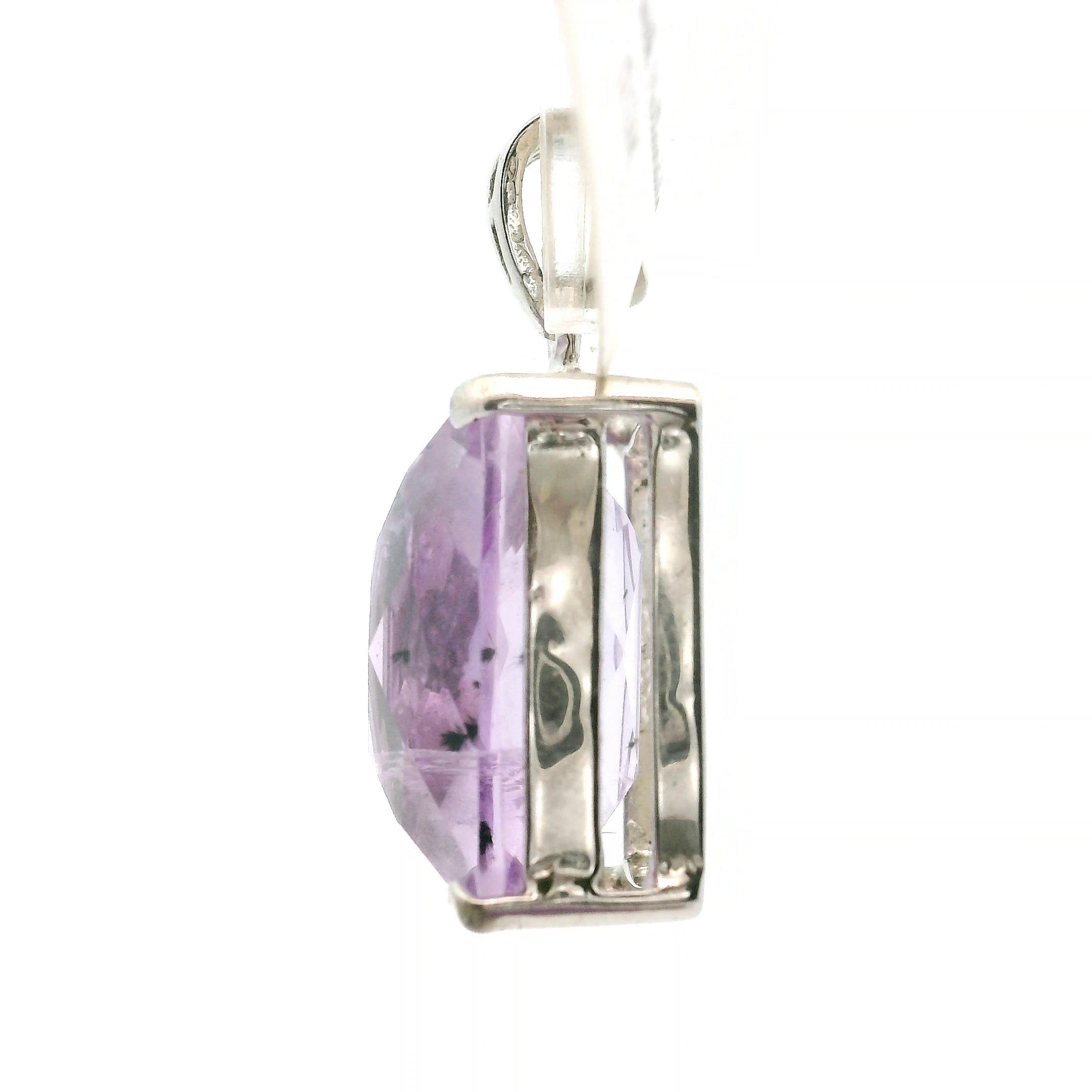 Amethyst with Hollandite Faceted Pendant .925 Silver for Intuition and Protection