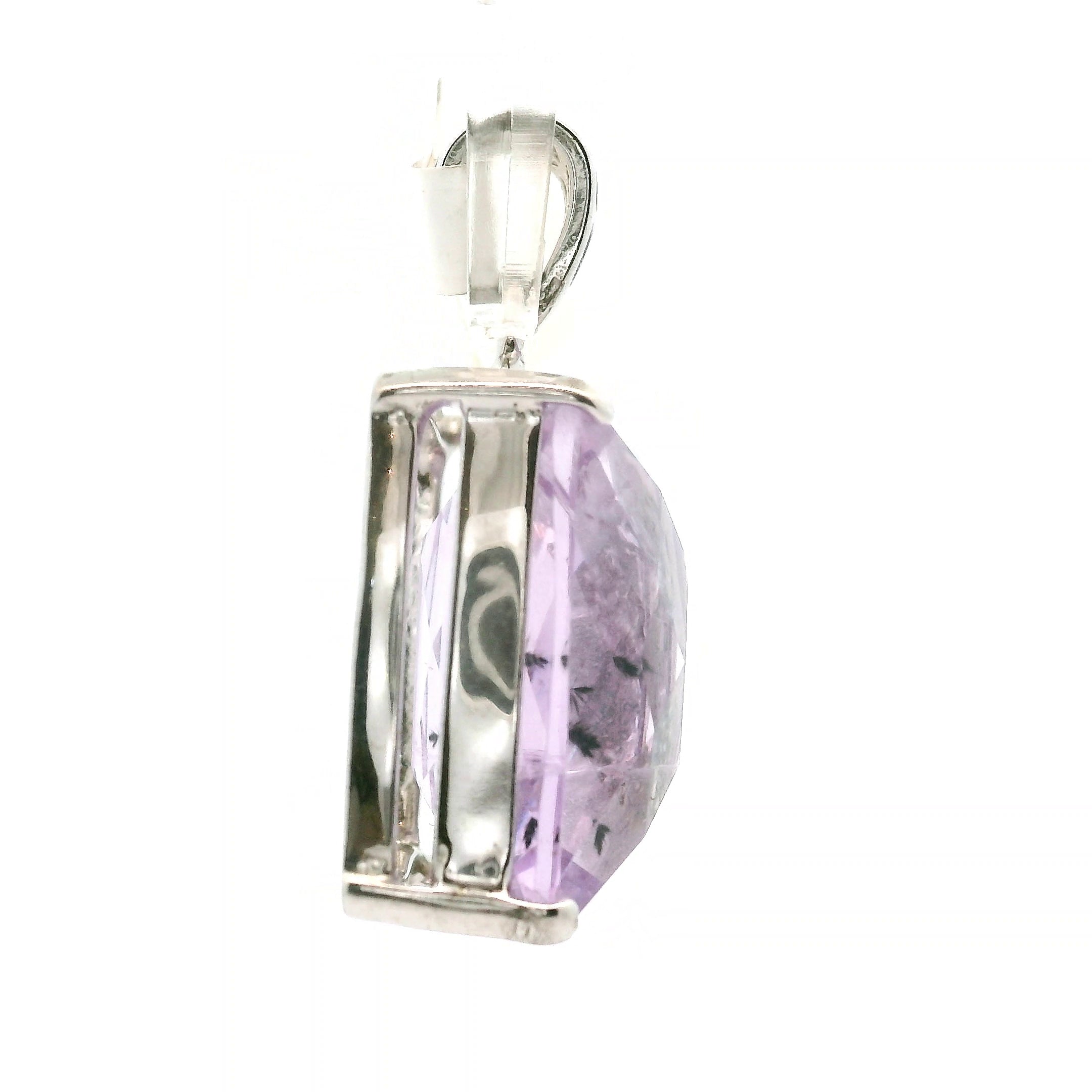 Amethyst with Hollandite Faceted Pendant .925 Silver for Intuition and Protection