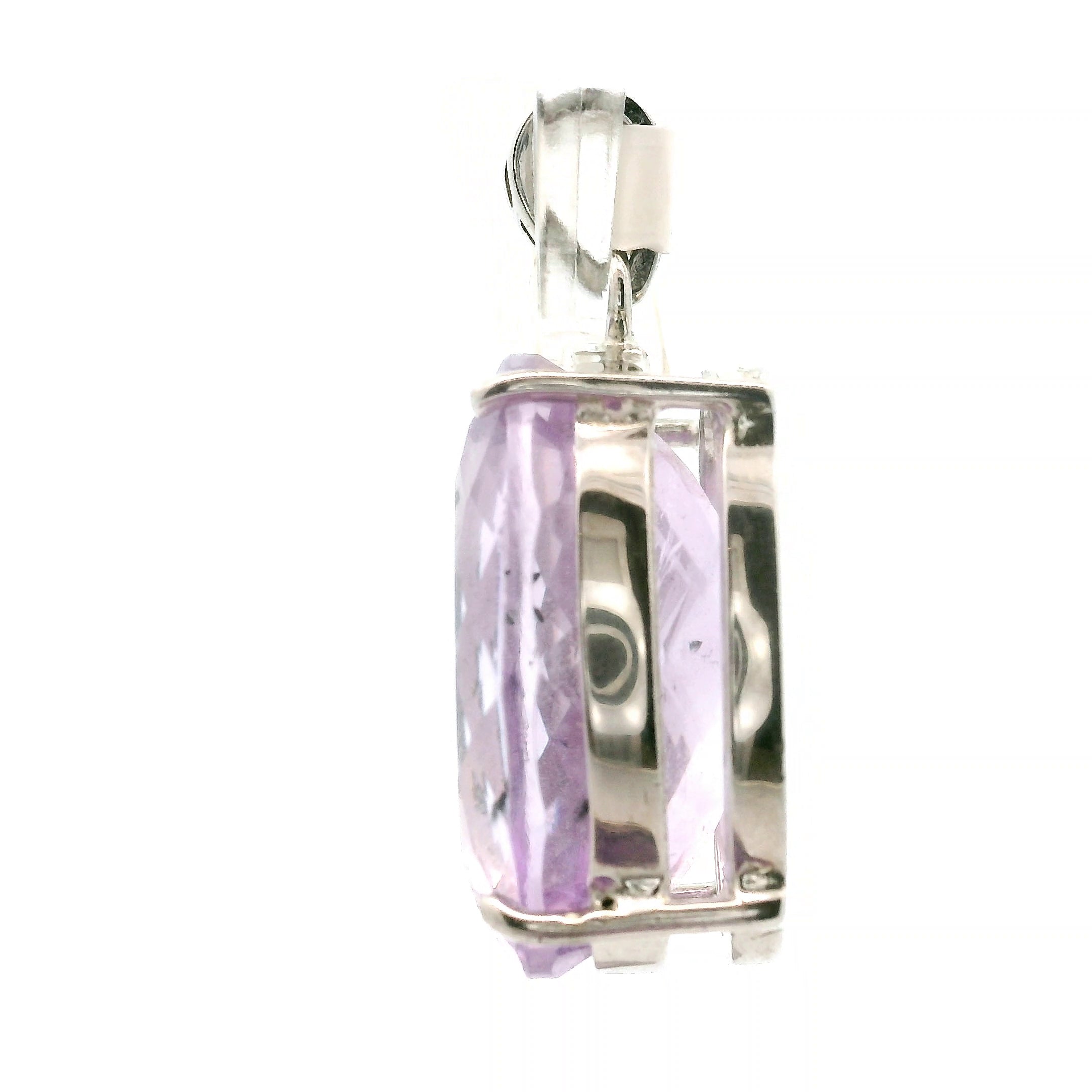 Amethyst with Hollandite Faceted Pendant .925 Silver for Intuition and Protection