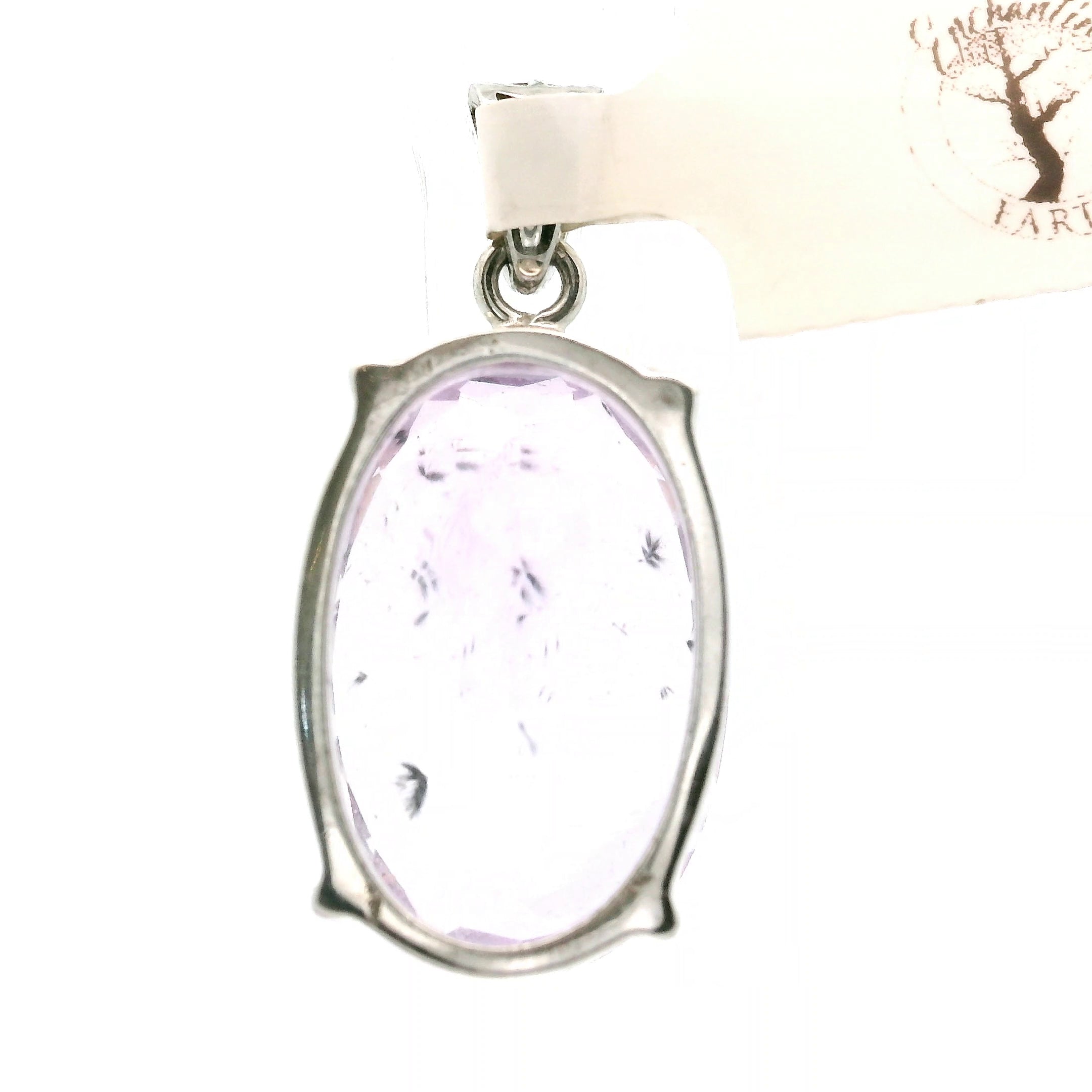Amethyst with Hollandite Faceted Pendant .925 Silver for Intuition and Protection