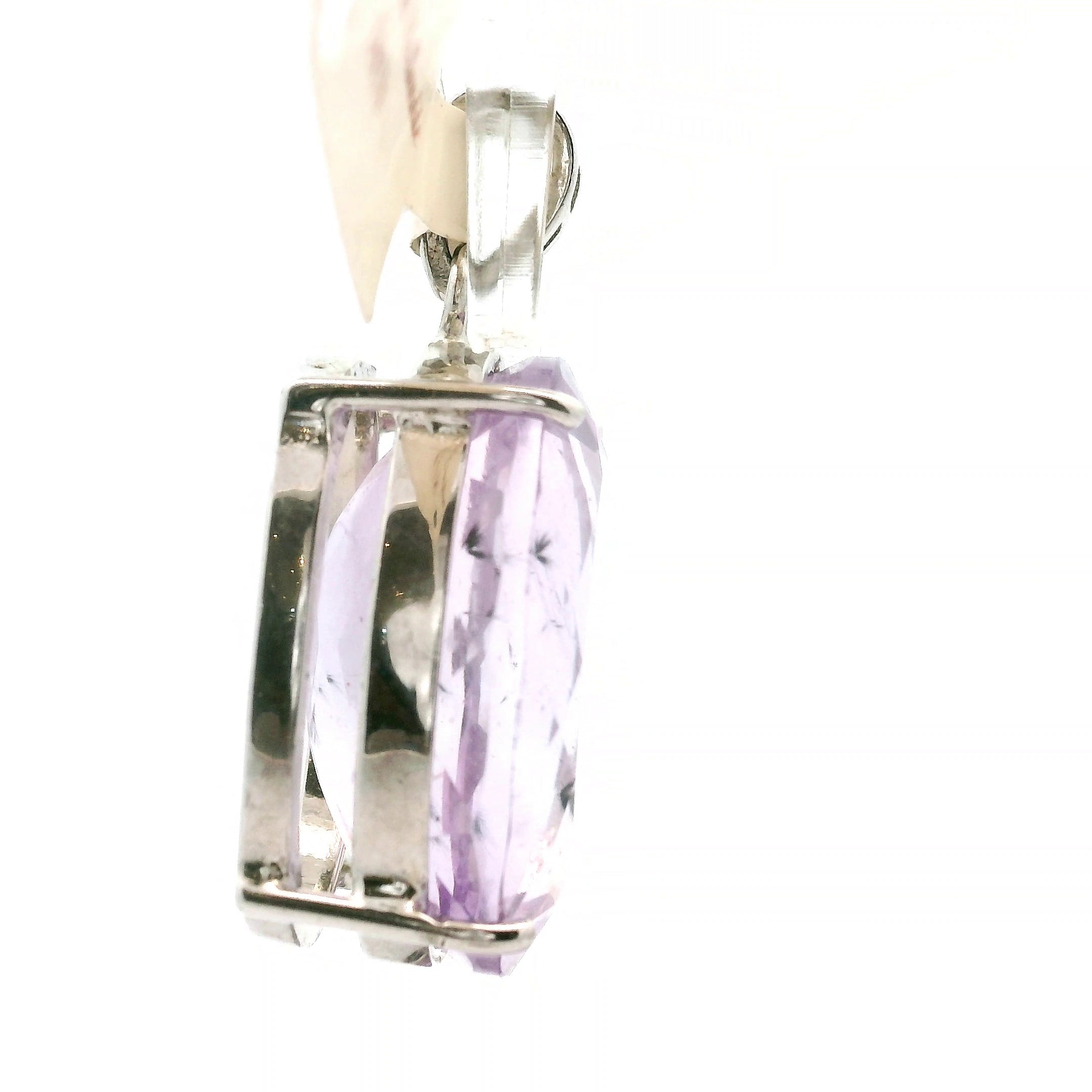 Amethyst with Hollandite Faceted Pendant .925 Silver for Intuition and Protection