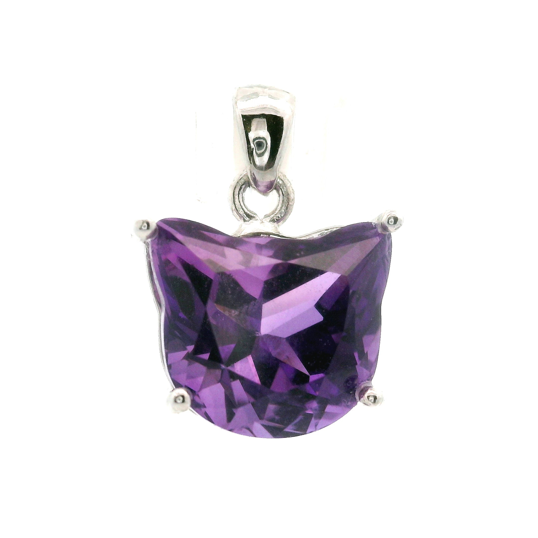 Amethyst Cat Pendant .925 Silver for Intuition and Energetic Purification