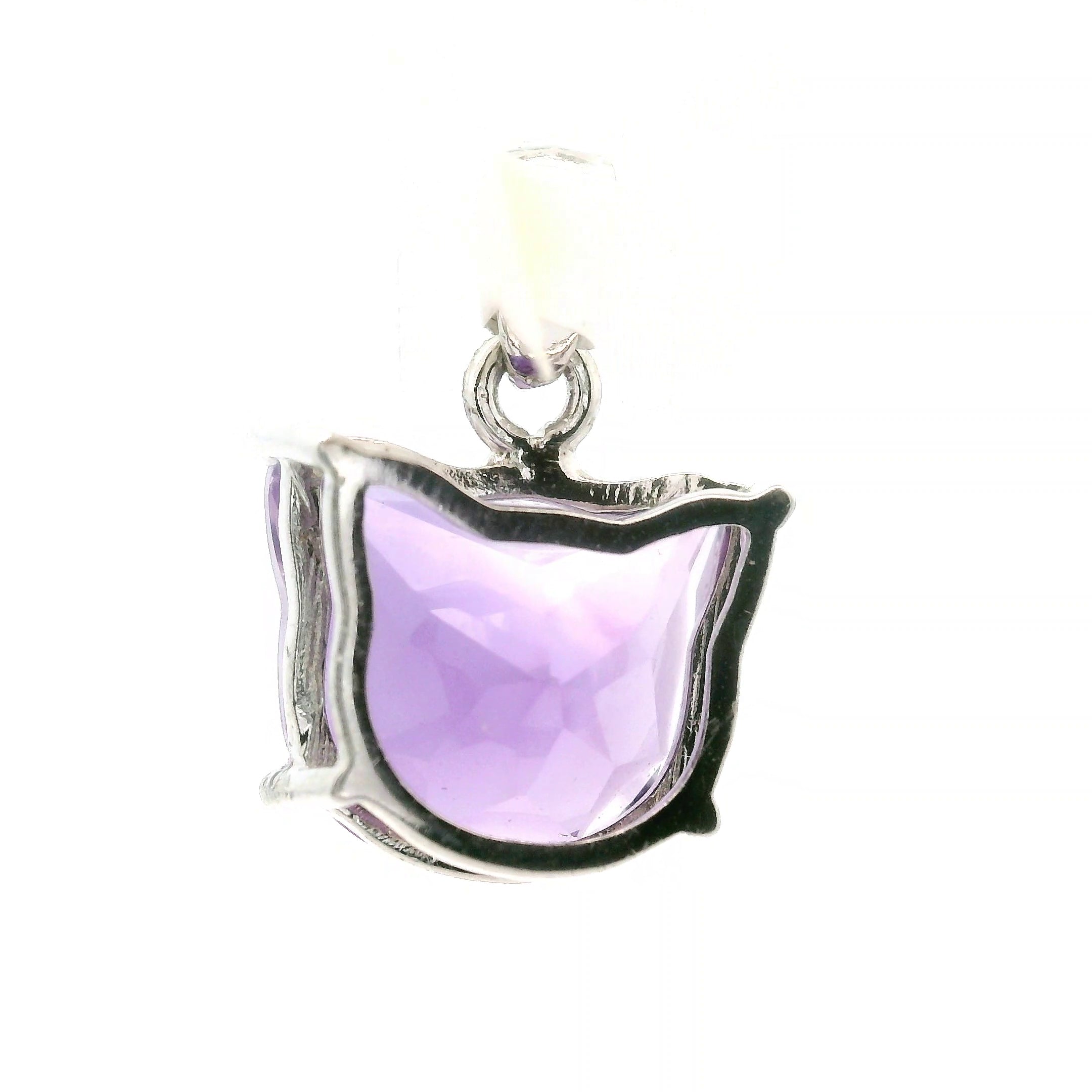 Amethyst Cat Pendant .925 Silver for Intuition and Energetic Purification