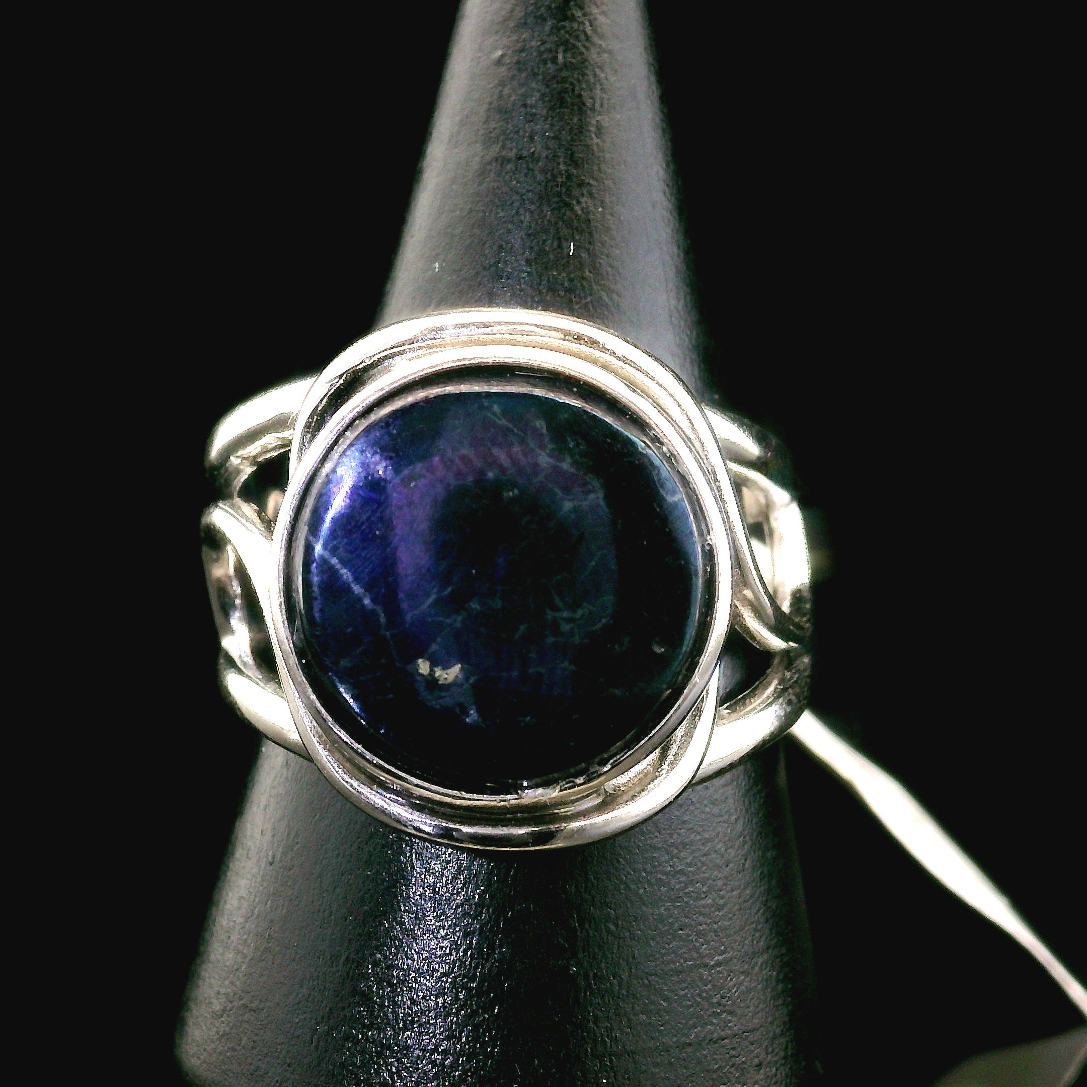 Covellite Cuff Ring .925 Silver for Access to Akashic Records