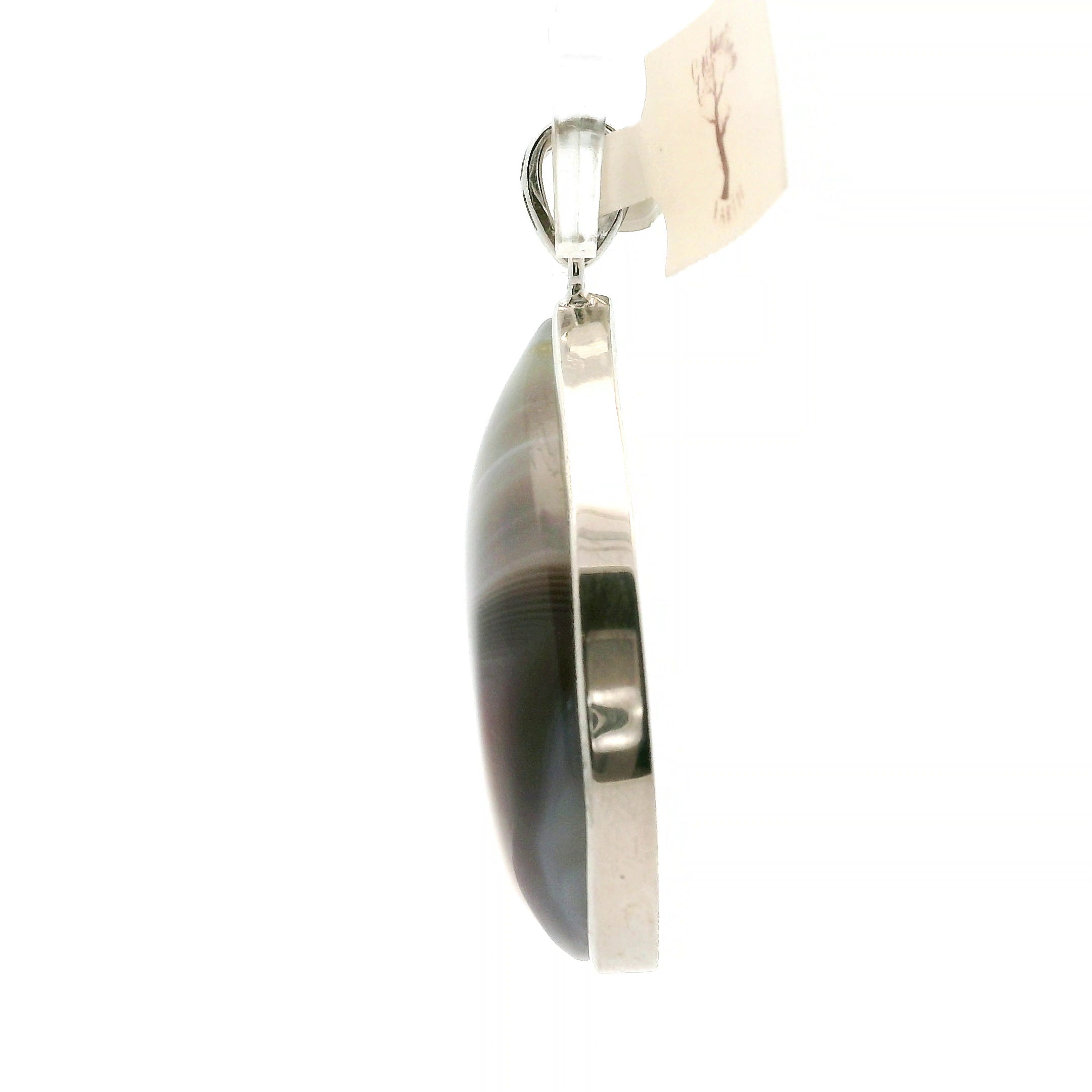 Botswana Agate Faceted Pendant .925 Silver for Hope, Protection and Strength
