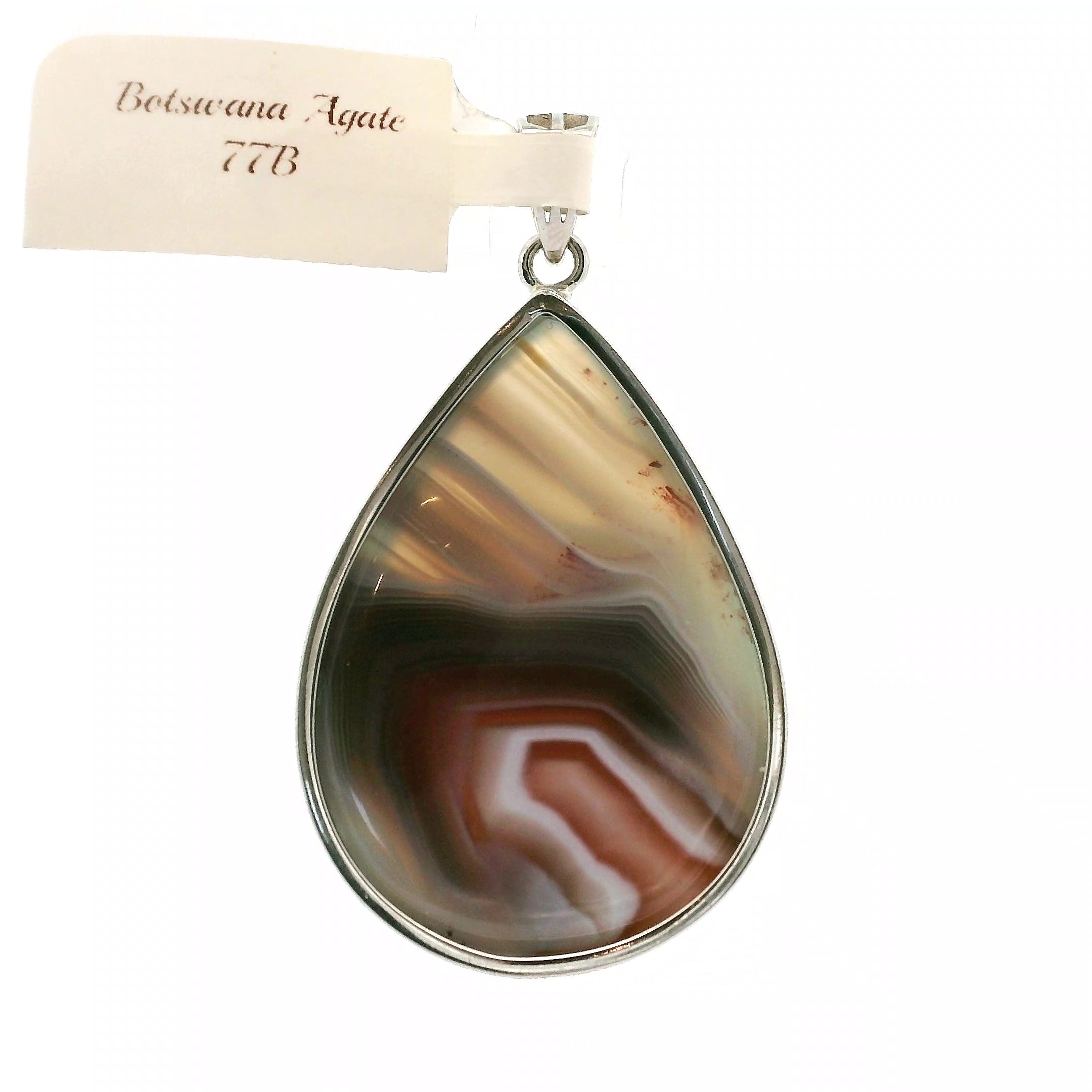 Botswana Agate Faceted Pendant .925 Silver for Hope, Protection and Strength