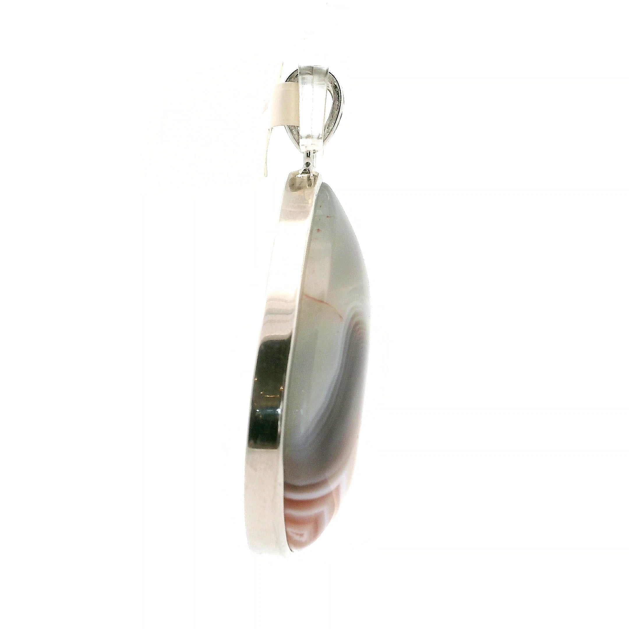 Botswana Agate Faceted Pendant .925 Silver for Hope, Protection and Strength