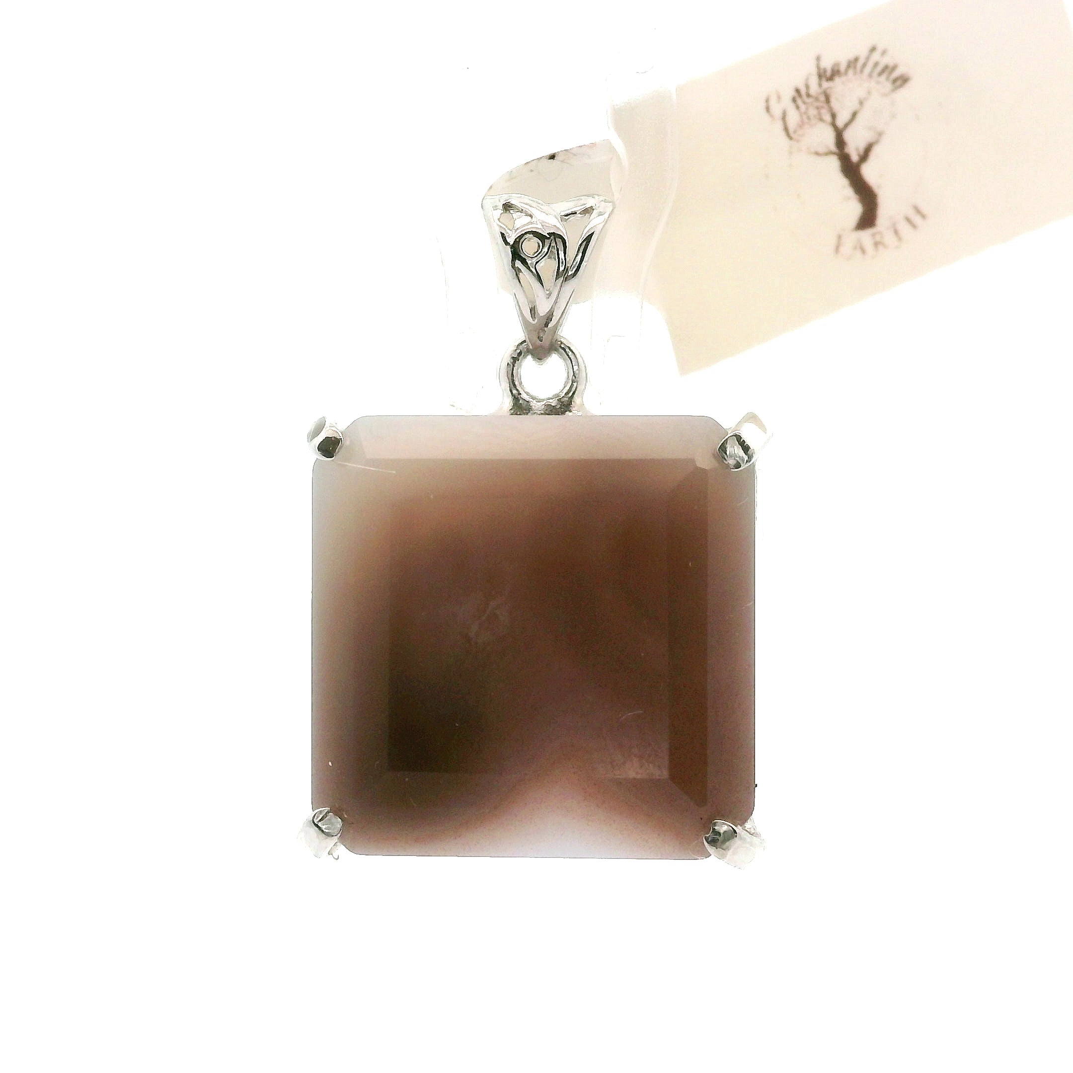 Botswana Agate Faceted Pendant .925 Silver for Hope, Protection and Strength