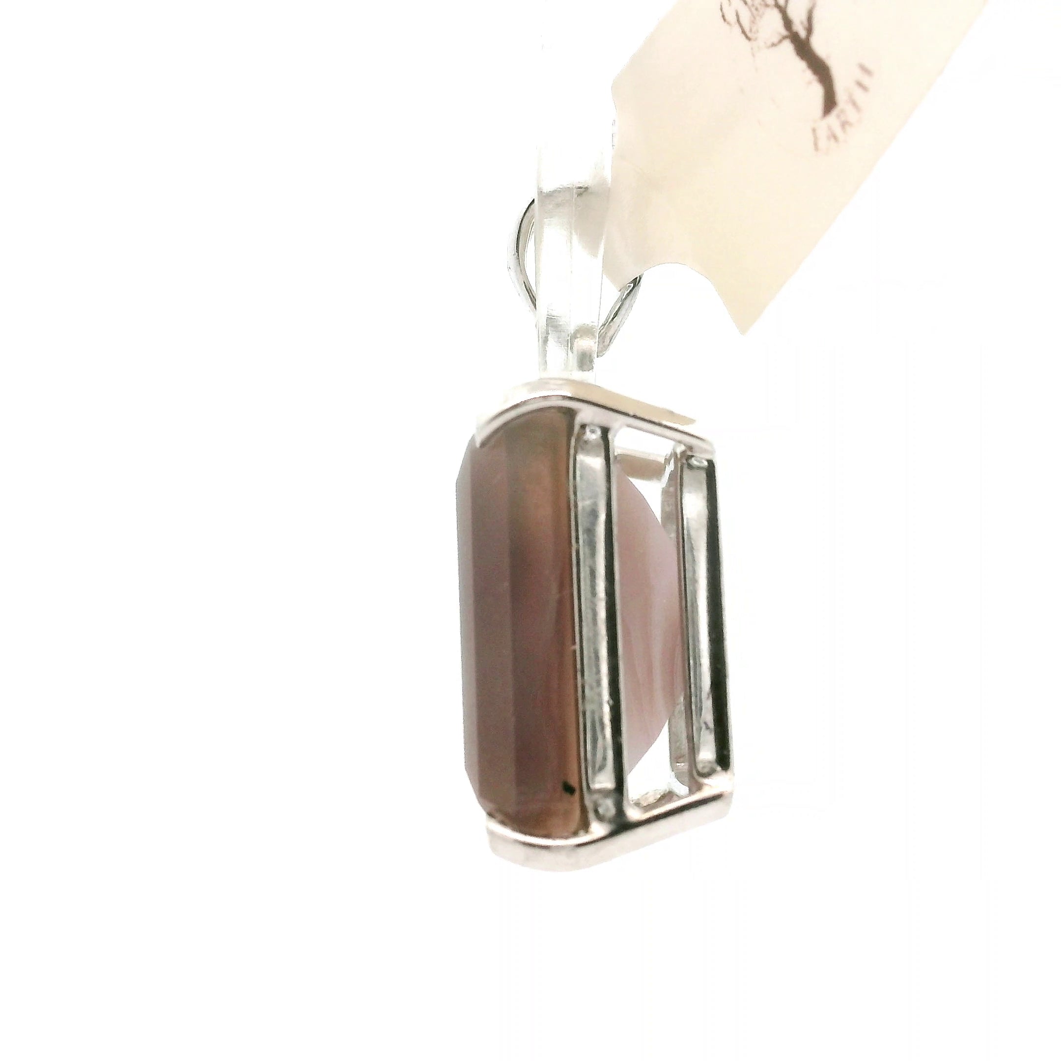 Botswana Agate Faceted Pendant .925 Silver for Hope, Protection and Strength