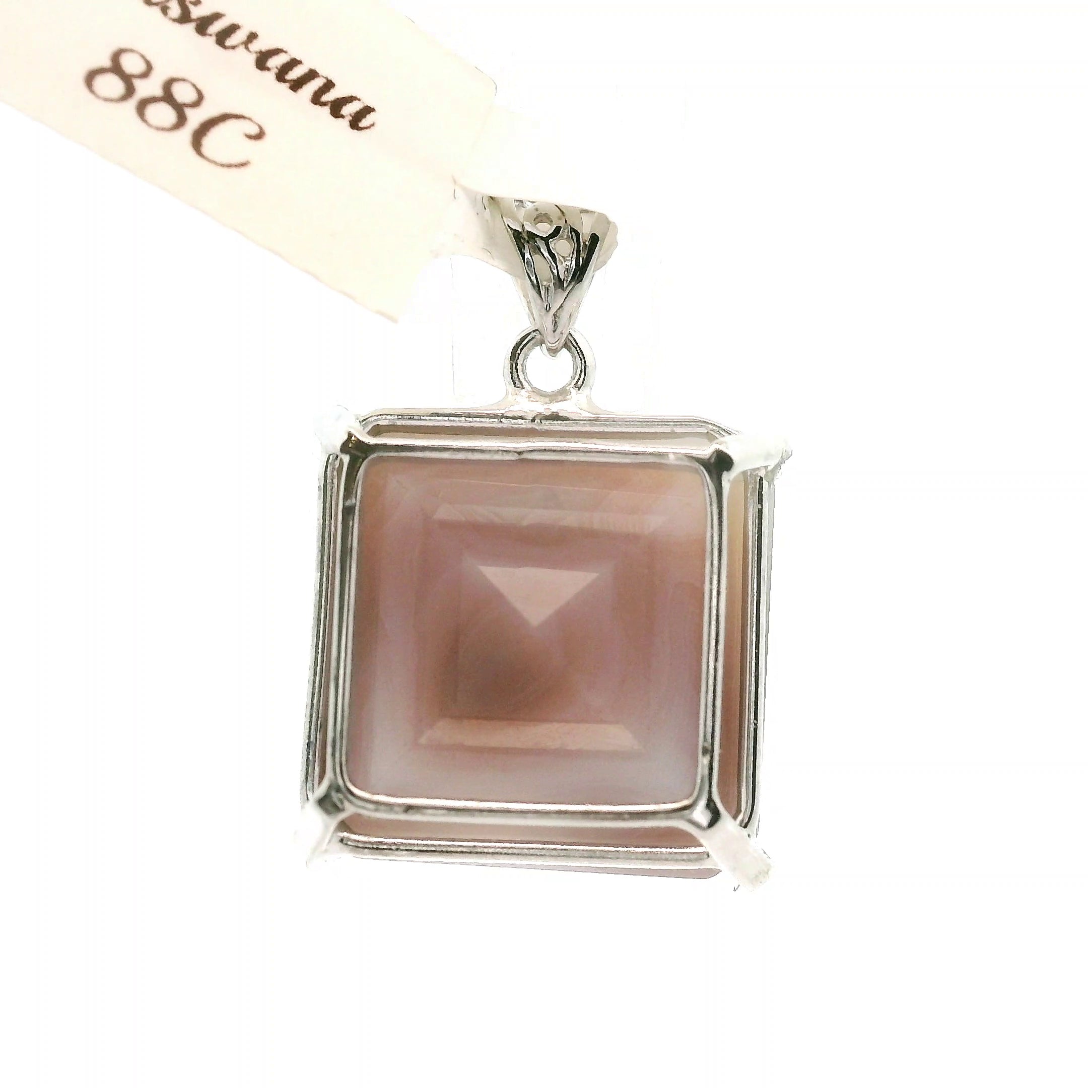Botswana Agate Faceted Pendant .925 Silver for Hope, Protection and Strength