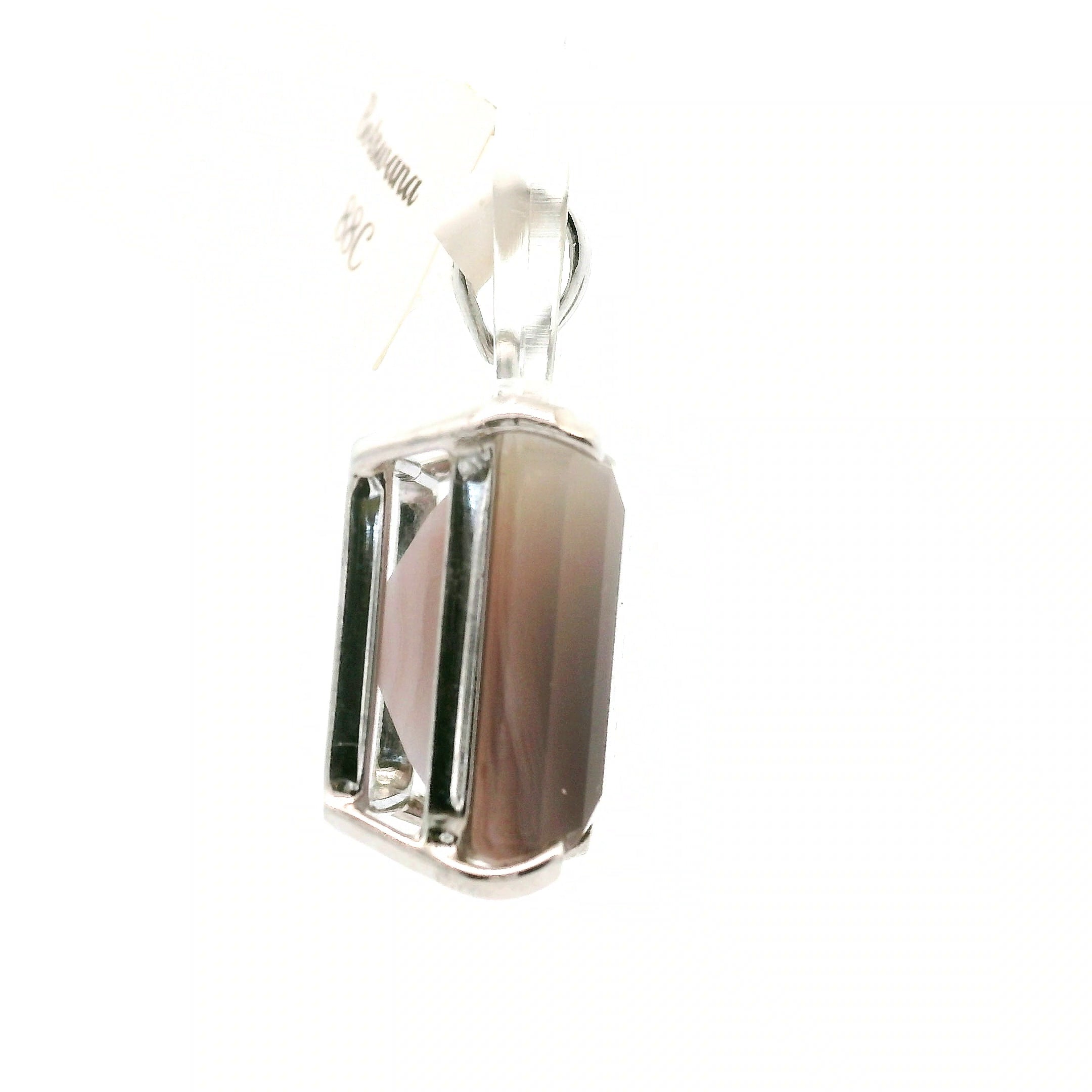 Botswana Agate Faceted Pendant .925 Silver for Hope, Protection and Strength