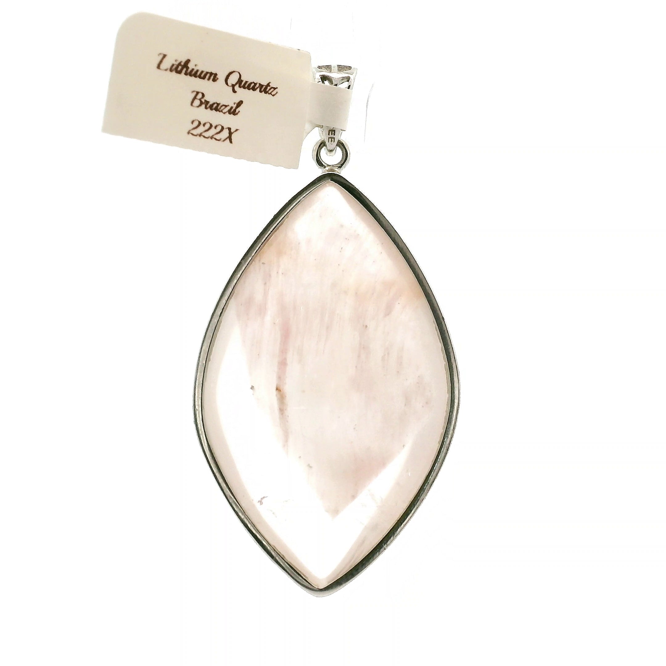 XL Lithium Quartz Pendant .925 Silver for Manifestation, Mental Health & Stress Relief