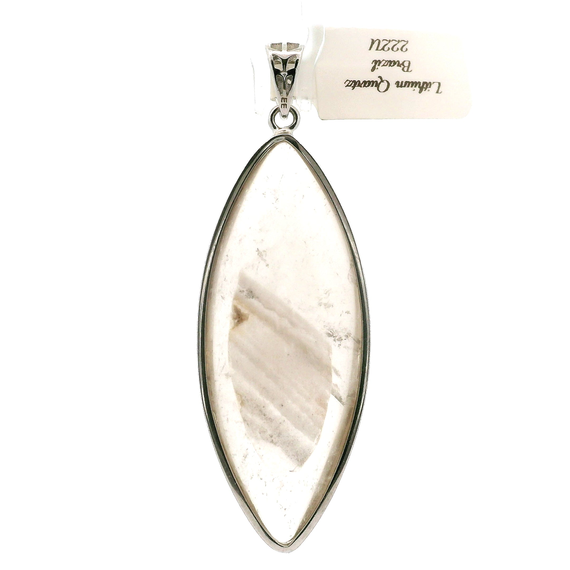 XL Lithium Quartz Pendant .925 Silver for Manifestation, Mental Health & Stress Relief