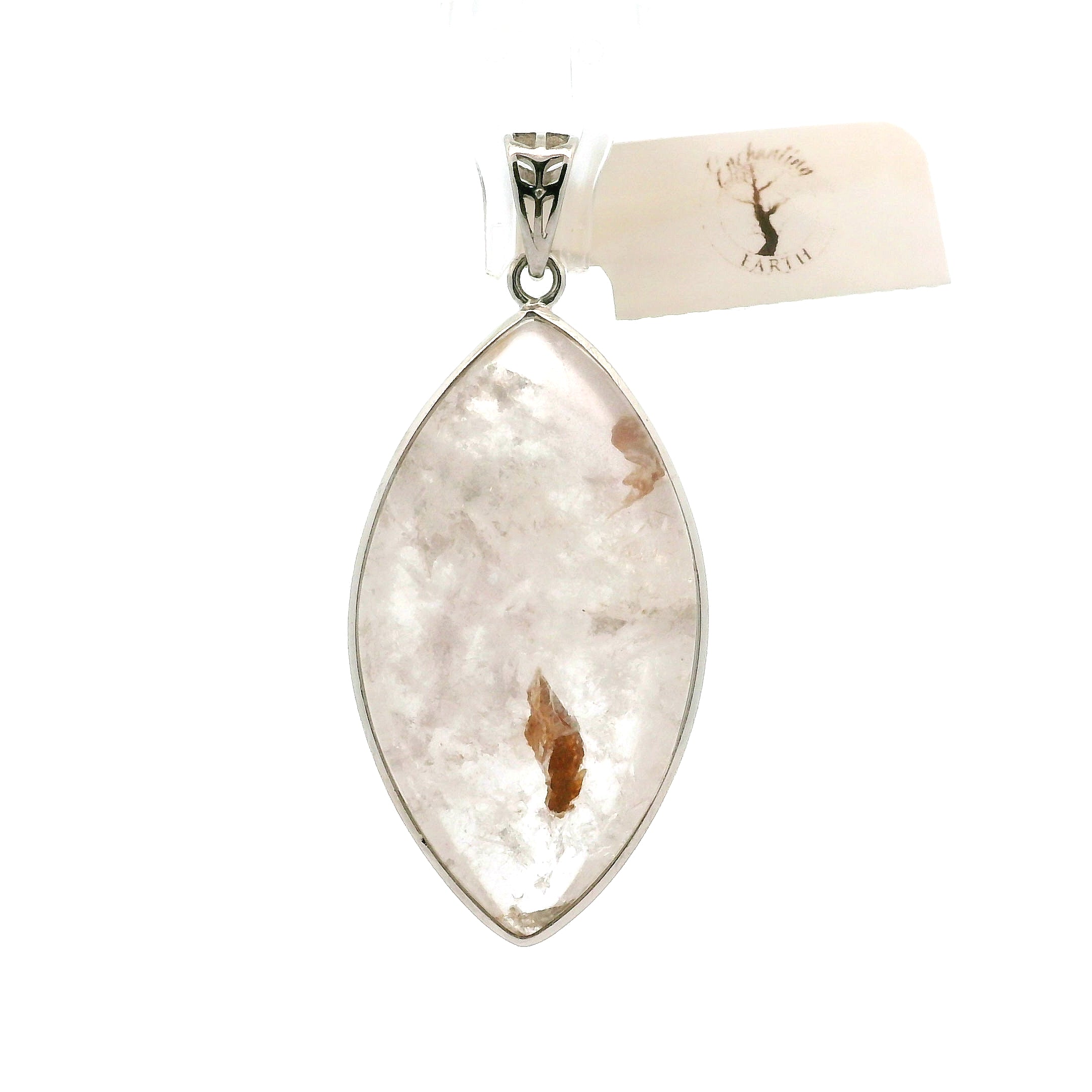 XL Lithium Quartz Pendant .925 Silver for Manifestation, Mental Health & Stress Relief