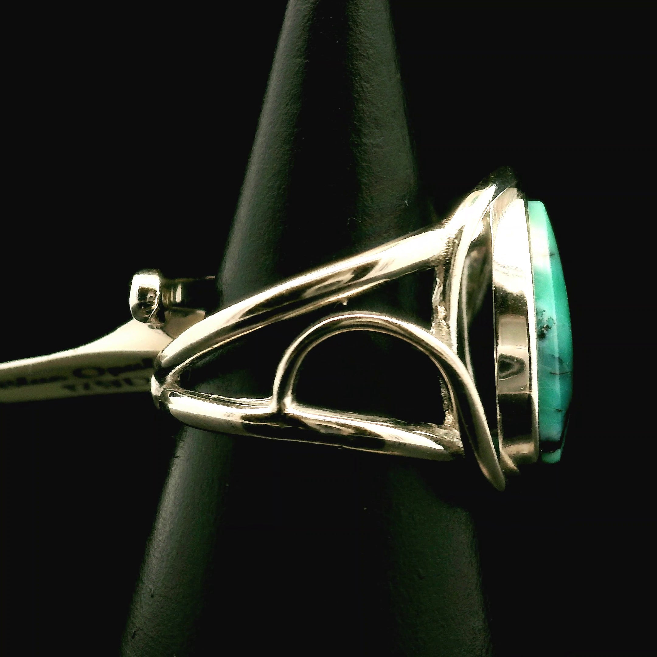 Blue Opal Cuff Ring .925 Silver for Encouraging Surrender to the Divine Will