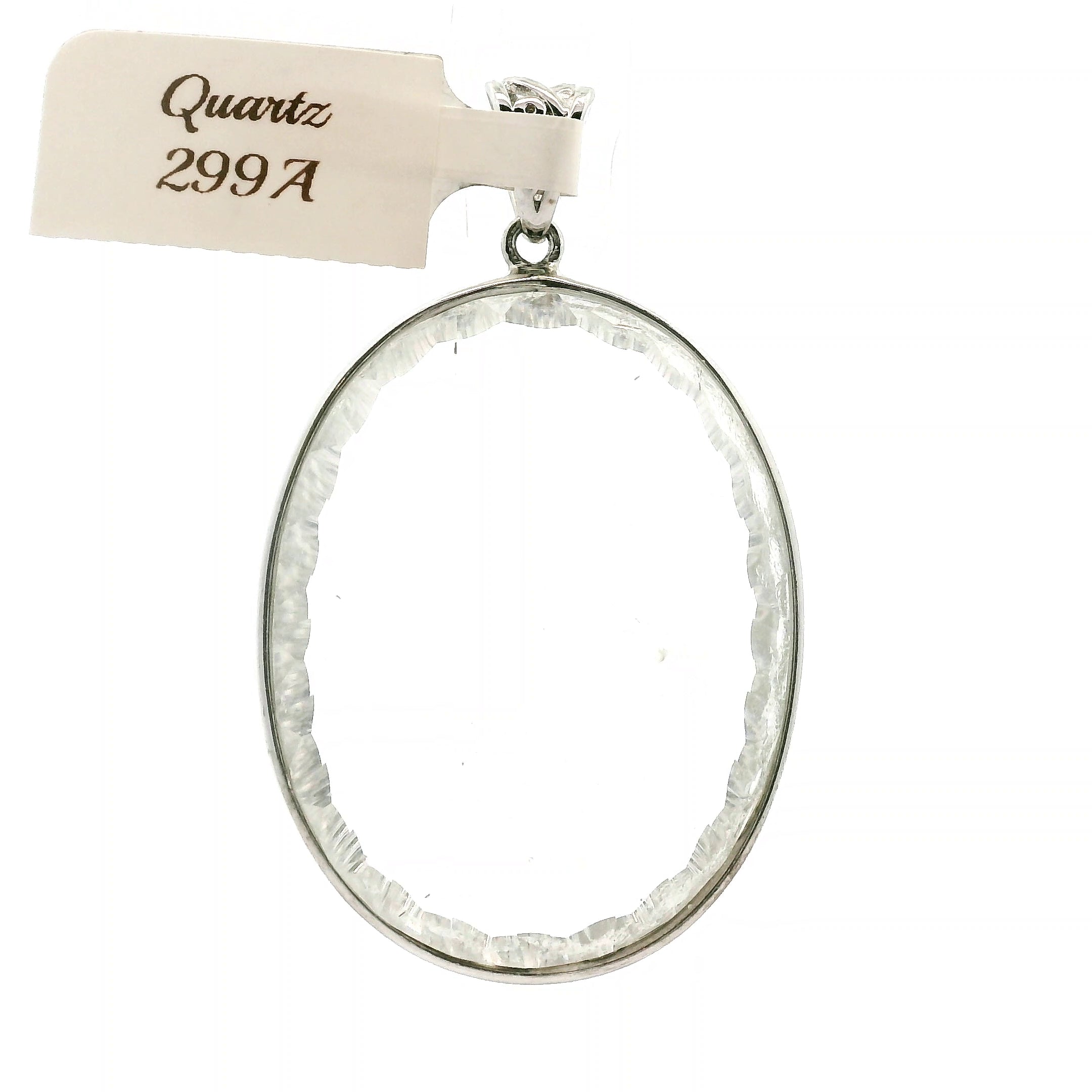 Clear Quartz with Engraved Jesus Pendant .925 Silver for Protection and Manifestation