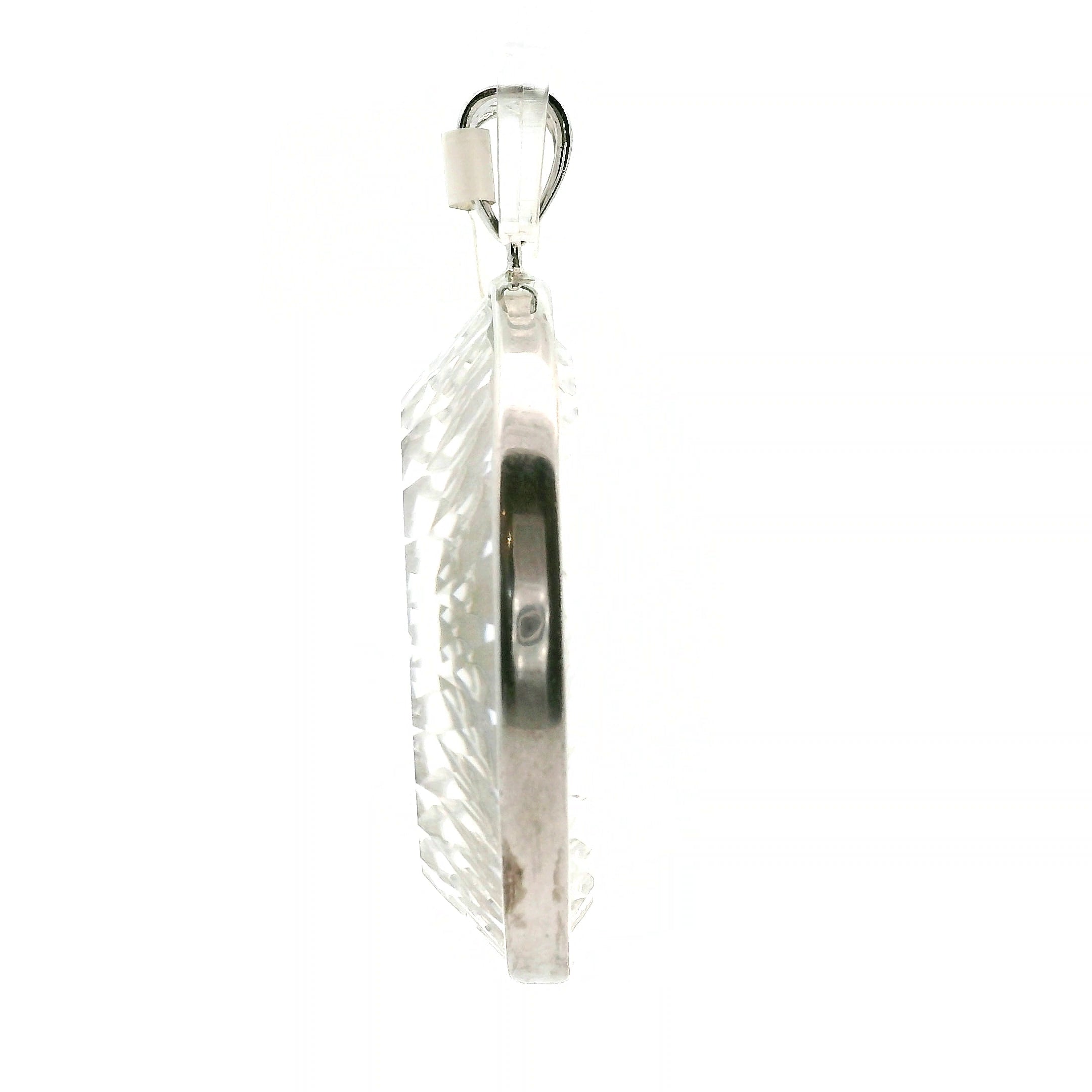 Clear Quartz with Engraved Jesus Pendant .925 Silver for Protection and Manifestation
