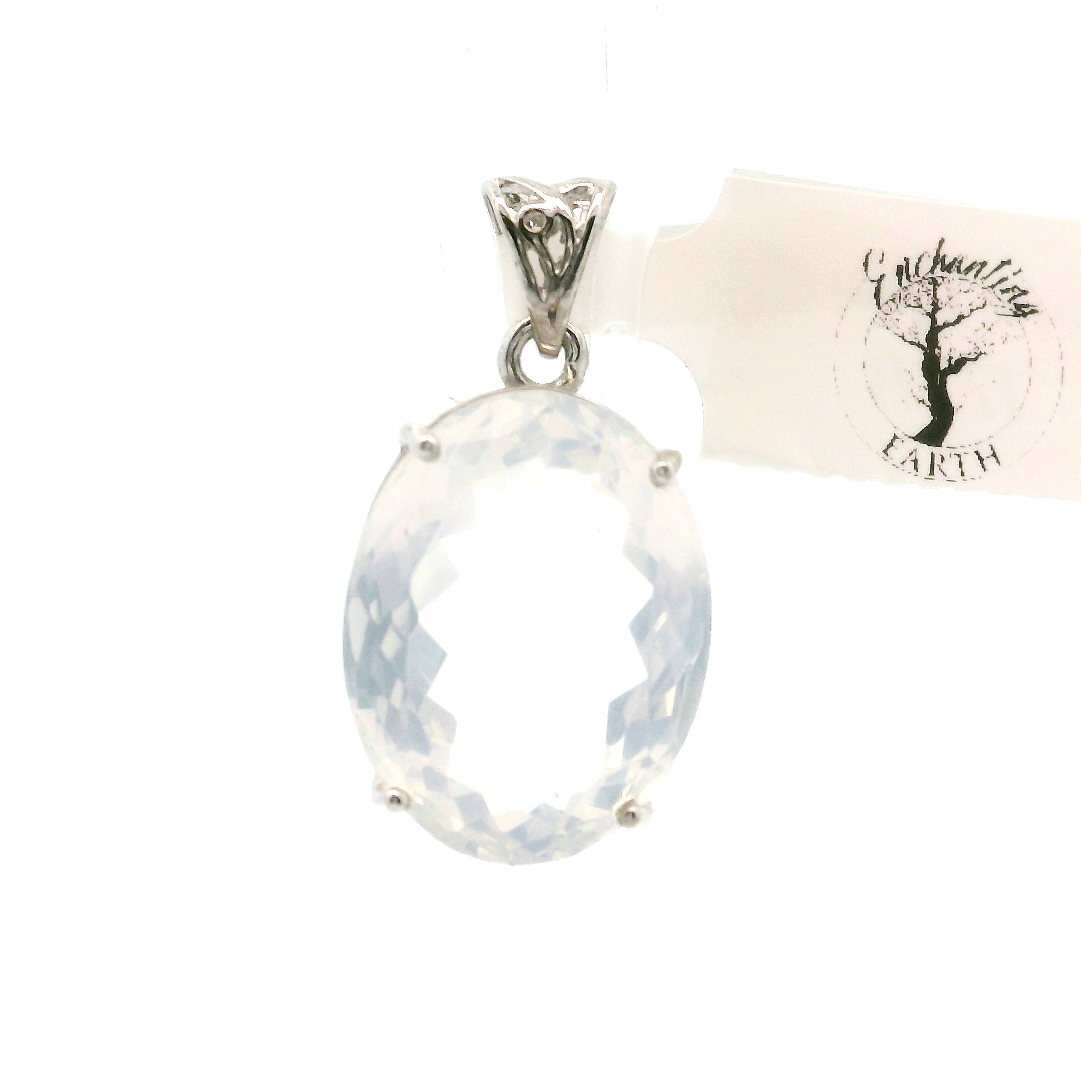 Moon Quartz Pendant .925 Silver for Divination
