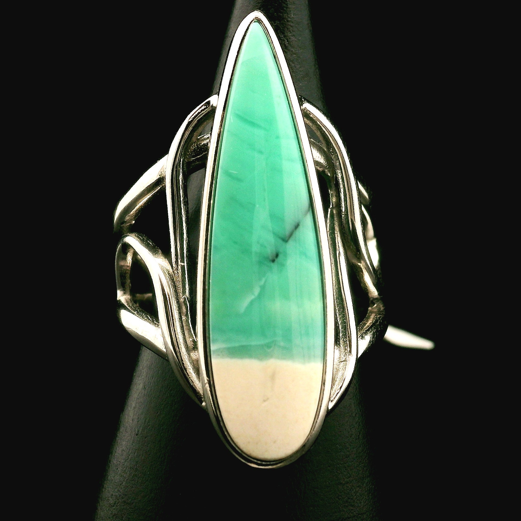 Blue Opal Cuff Ring .925 Silver for Encouraging Surrender to the Divine Will