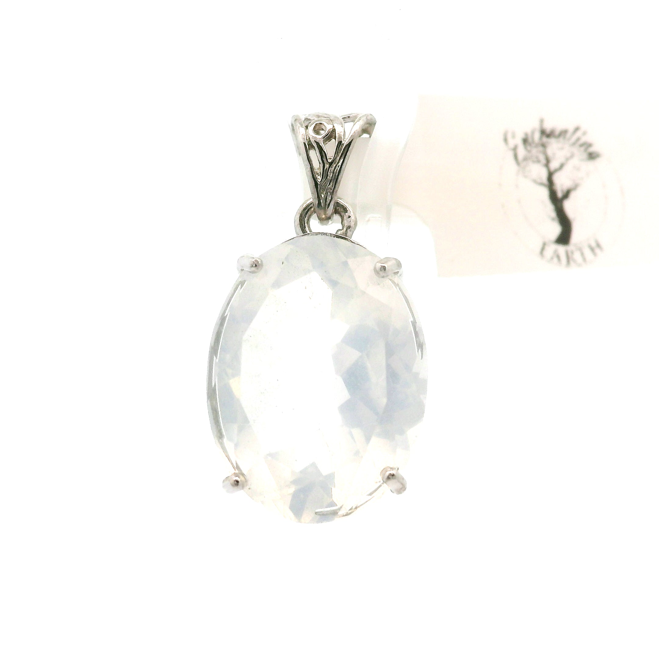Moon Quartz Pendant .925 Silver for Divination