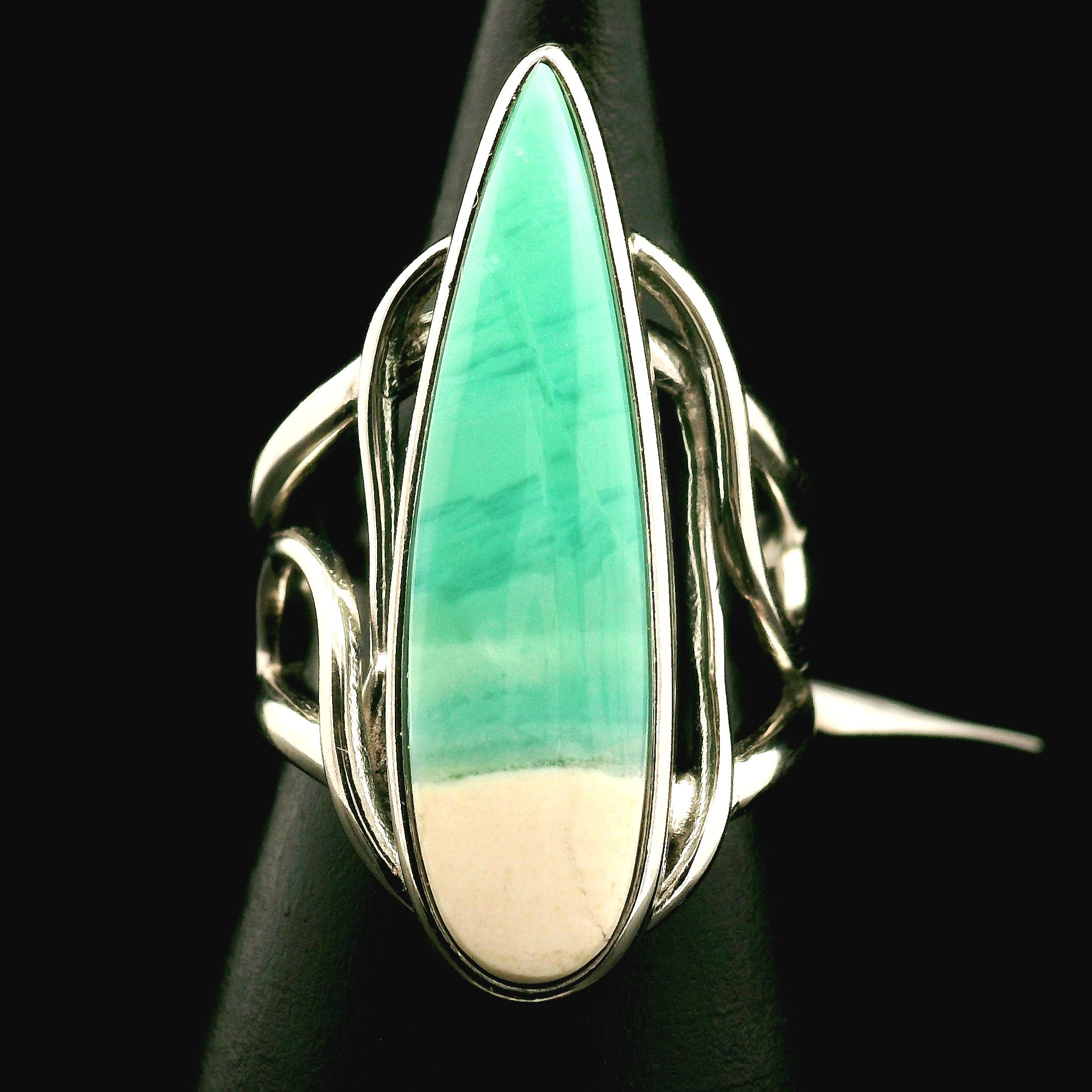 Blue Opal Cuff Ring .925 Silver for Encouraging Surrender to the Divine Will