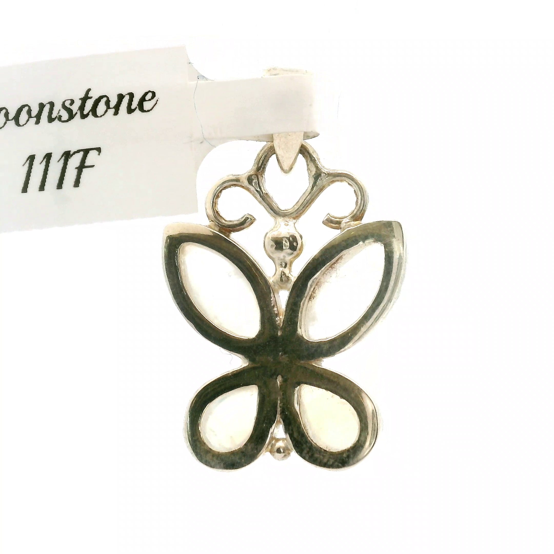 Moonstone Butterfly Pendant .925 Silver for Intuition and Energetic Purification