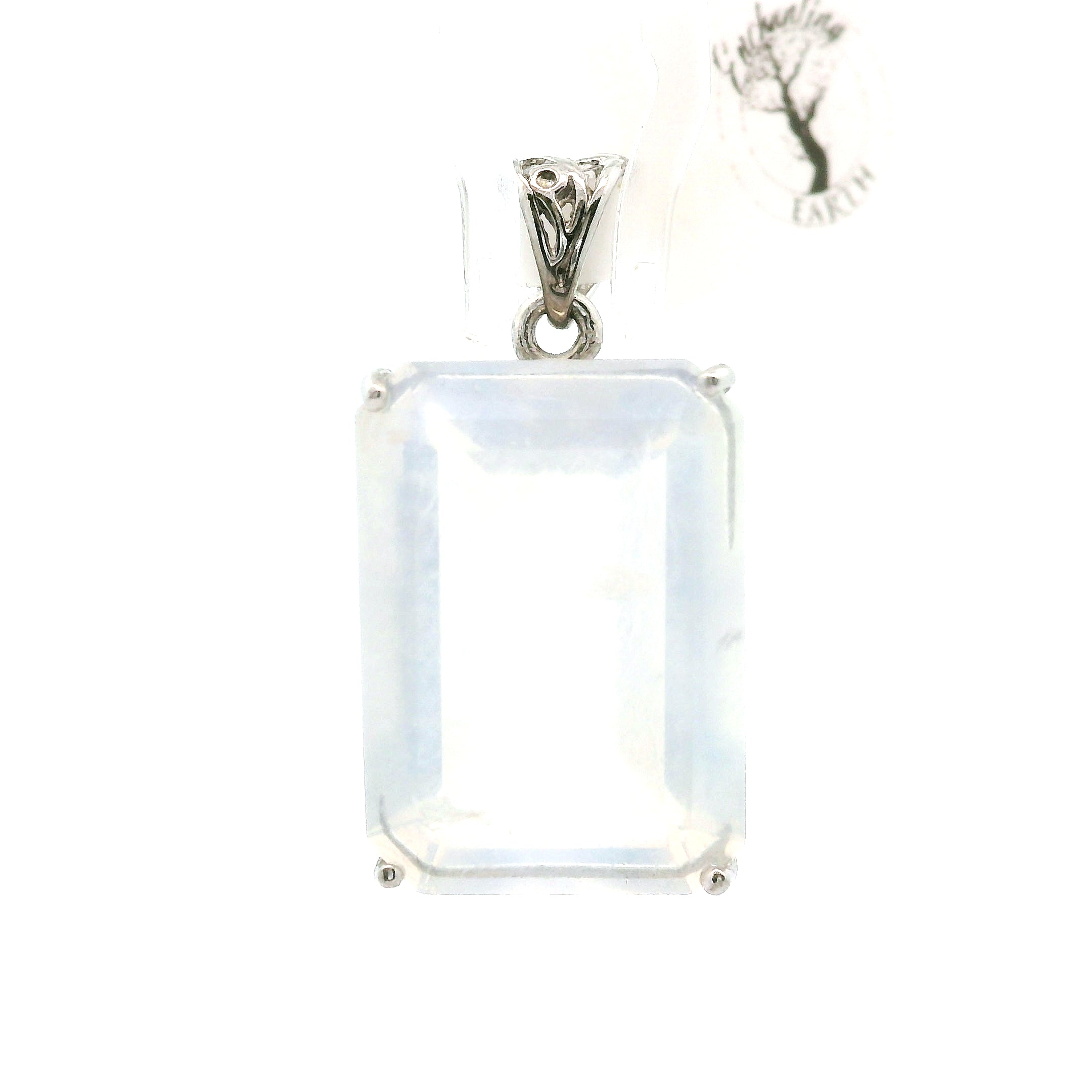 Rainbow Moonstone Faceted Pendant .925 Silver for Intuition and Energetic Purification