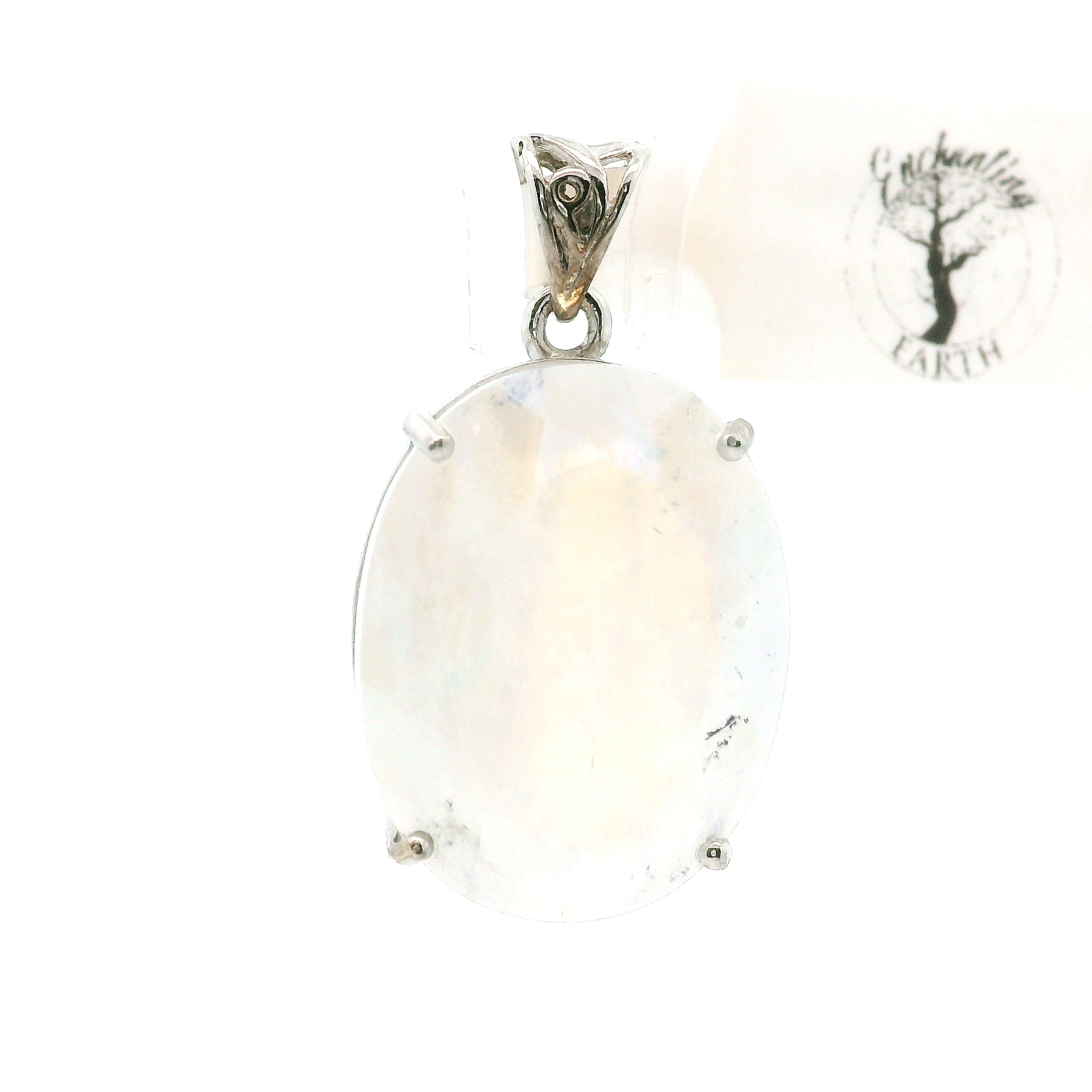 Rainbow Moonstone Faceted Pendant .925 Silver for Intuition and Energetic Purification