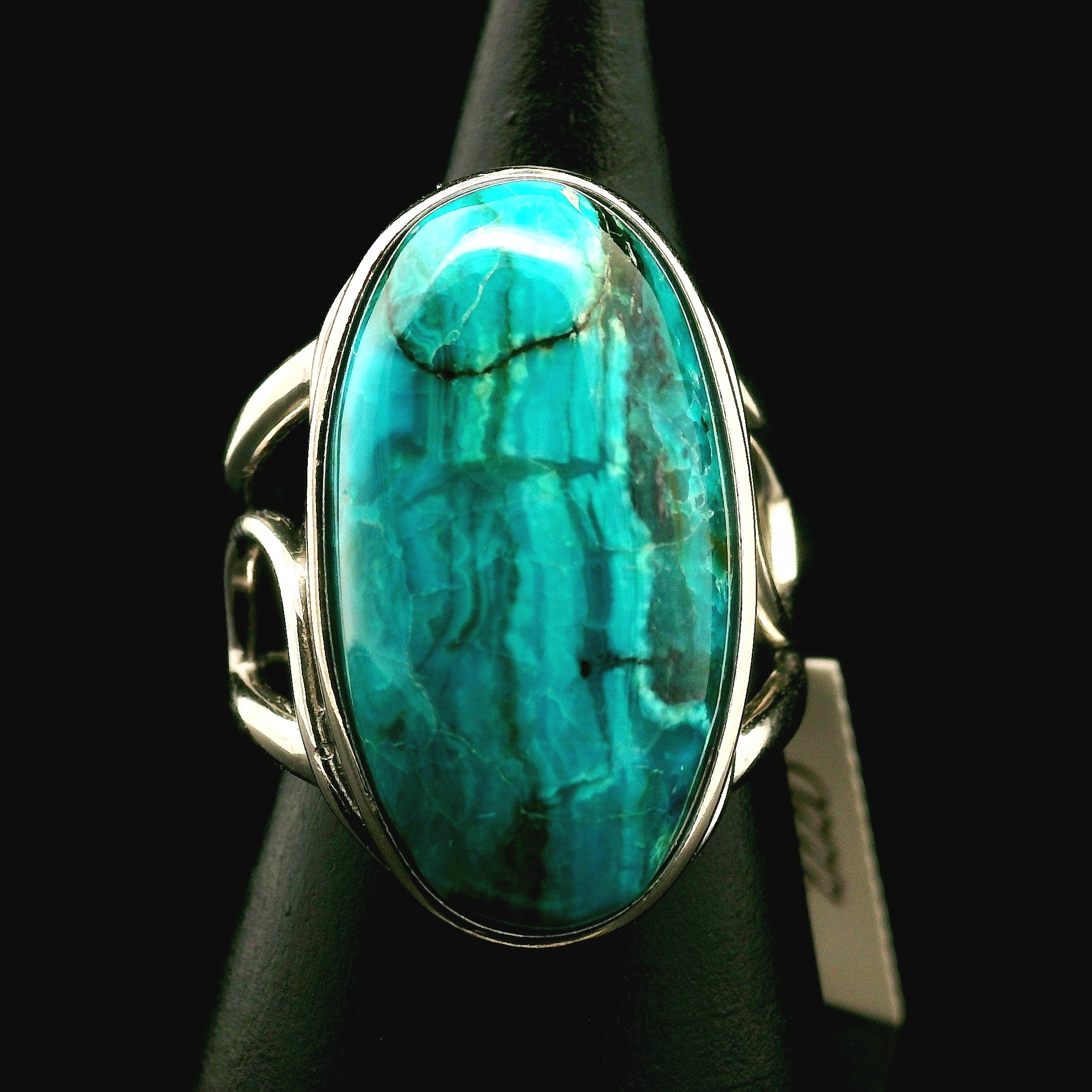 Blue Opal Cuff Ring .925 Silver for Encouraging Surrender to the Divine Will