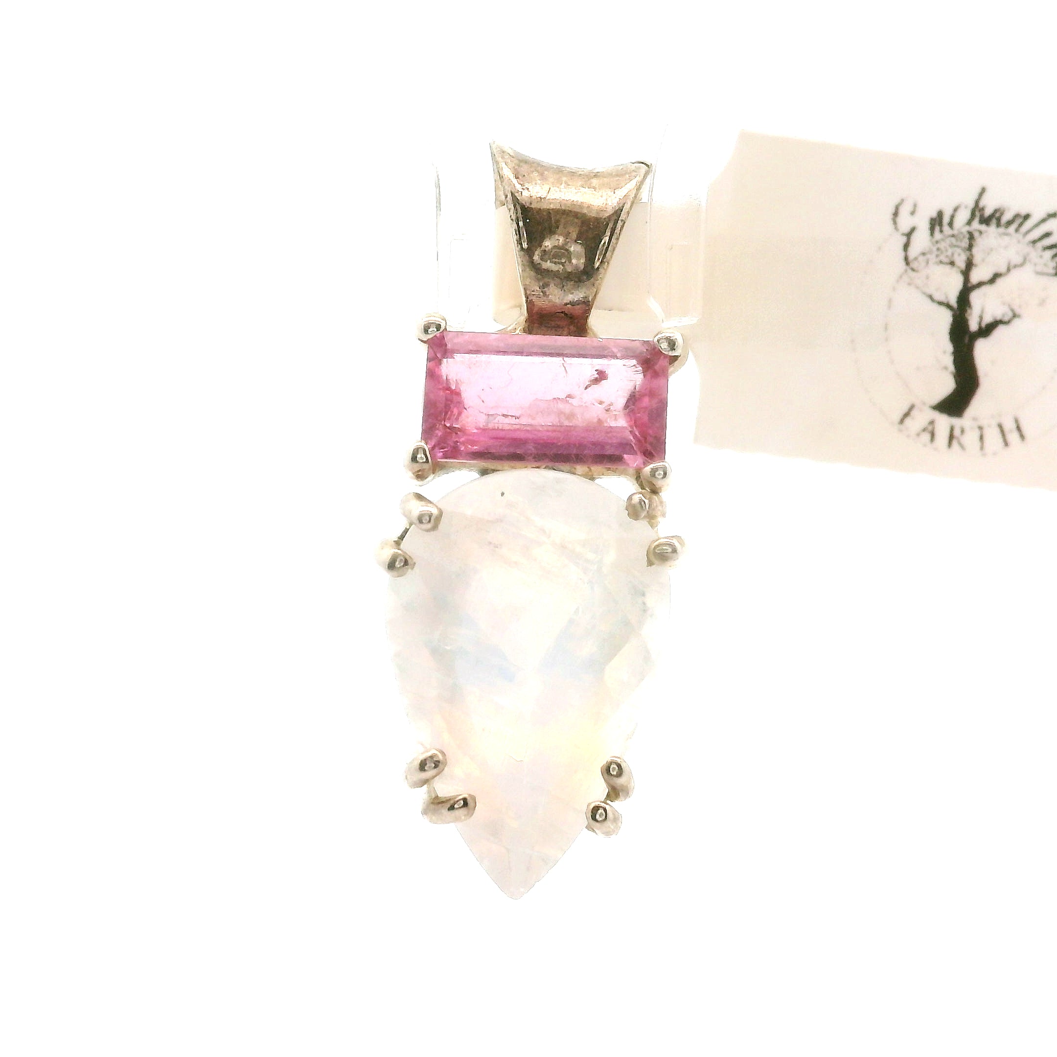 Rainbow Moonstone Multi-Stone Pendant .925 Silver for Intuition and Energetic Purification