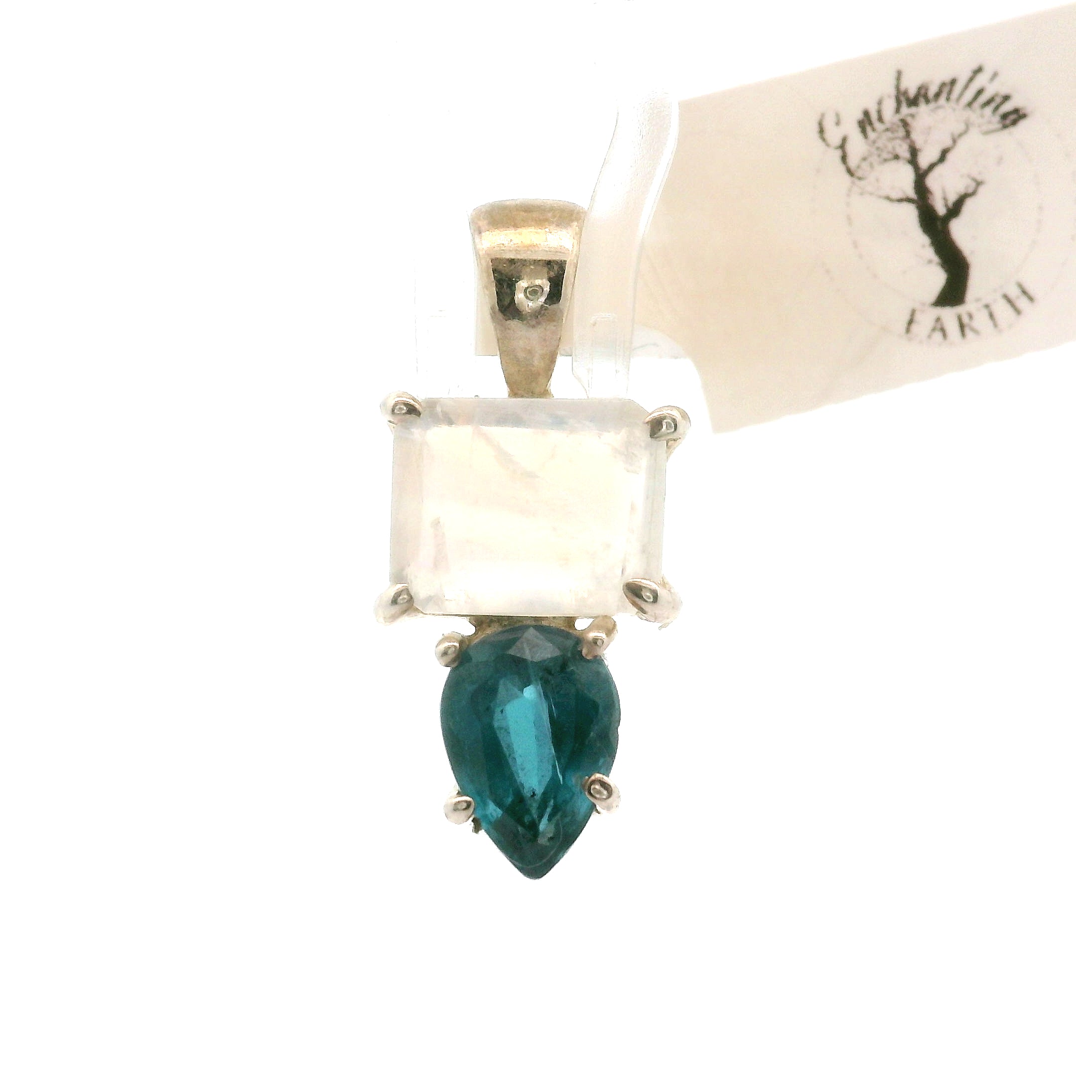 Rainbow Moonstone Multi-Stone Pendant .925 Silver for Intuition and Energetic Purification